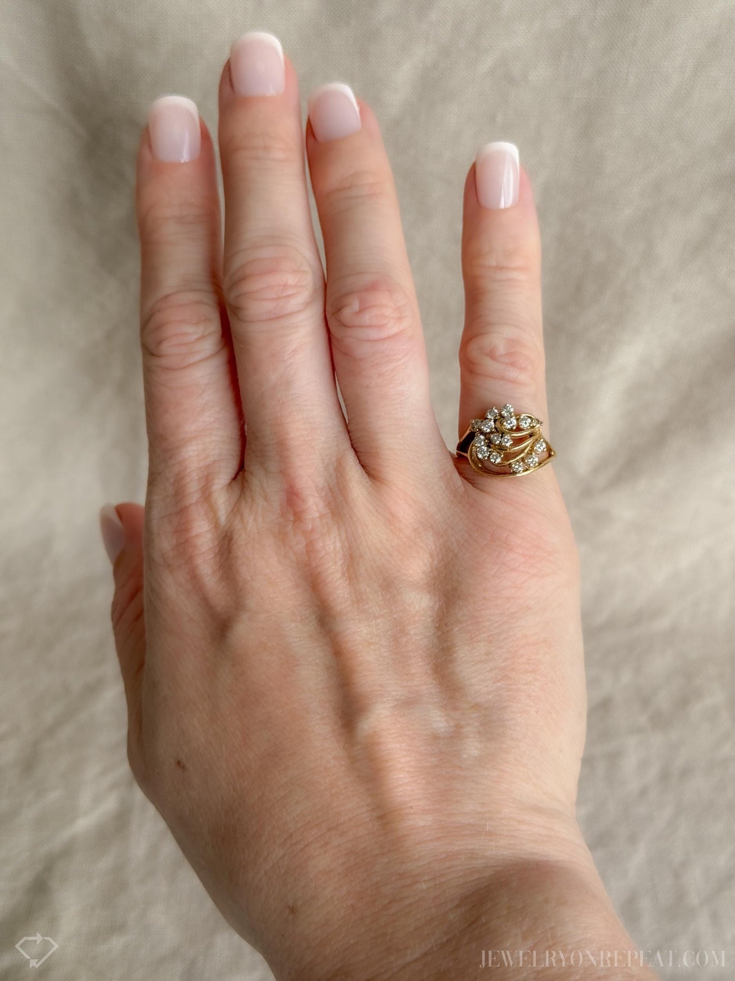 Vintage Diamond Cluster Ring in 14k Gold, Vintage Jewelry from the 1990s - Timeless, Sustainable, @JewelryOnRepeat