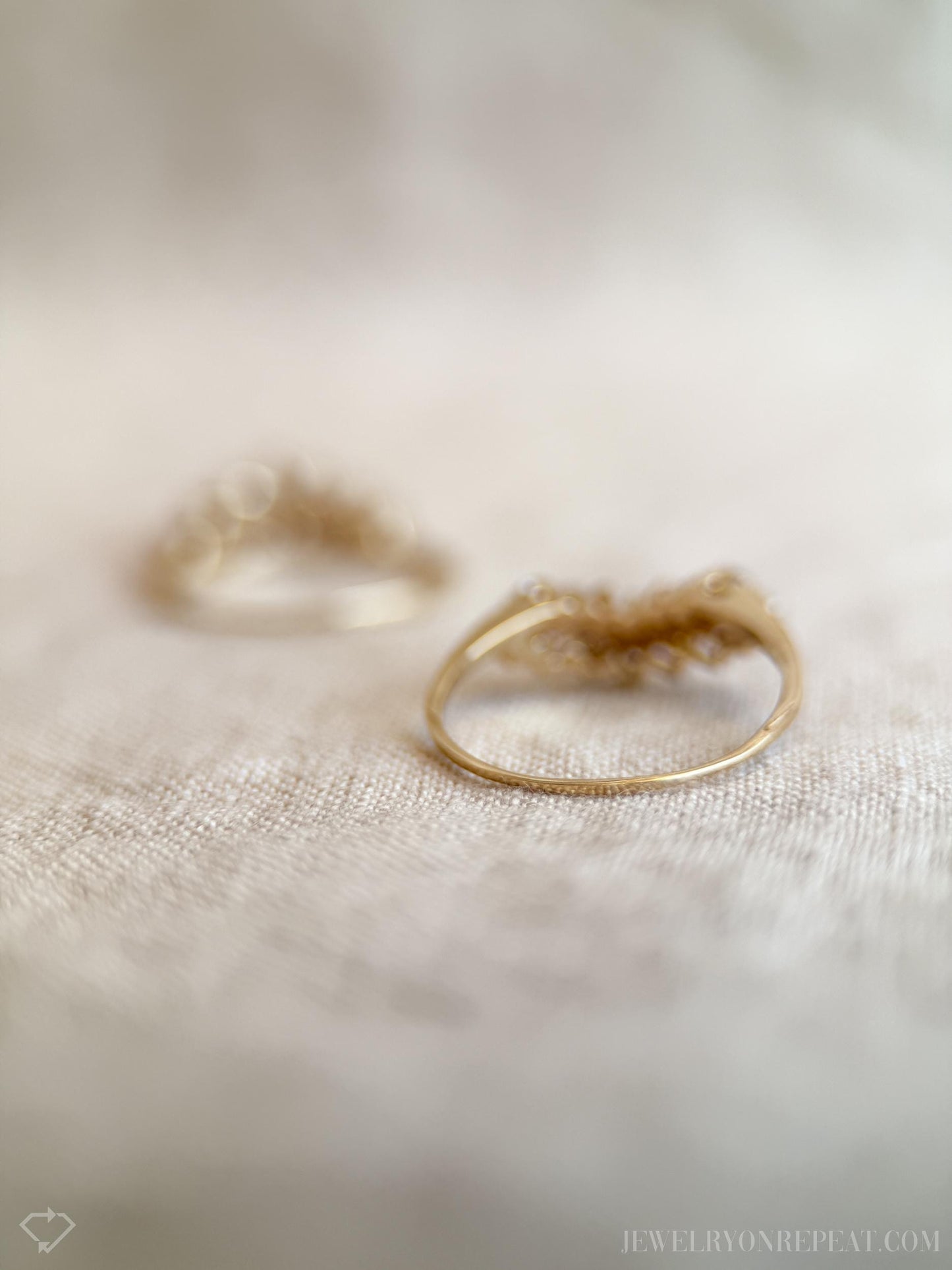 Vintage Matching Curved Diamond Wedding Bands in 14k Gold, Ring Guard Bands from the 1990s - Timeless, Sustainable, @JewelryOnRepeat