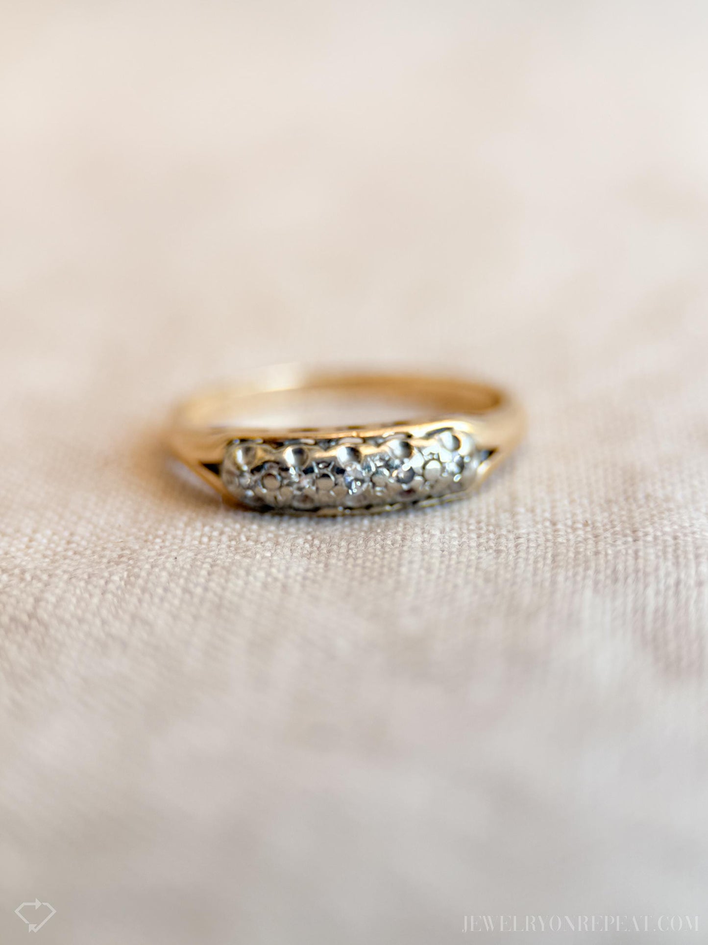 Vintage Diamond Wedding Band in 14k Gold, Antique Jewelry from the 1920s - Timeless, Sustainable, @JewelryOnRepeat