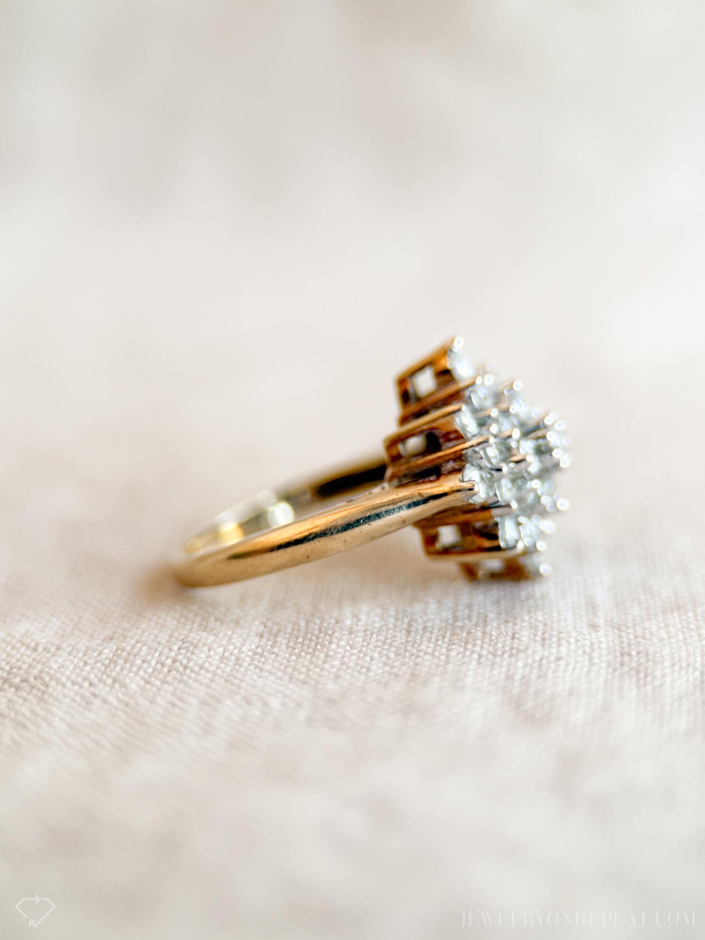 Vintage Diamond Cluster Ring in 14k Gold, Vintage Jewelry from the 1990s - Timeless, Sustainable, @JewelryOnRepeat