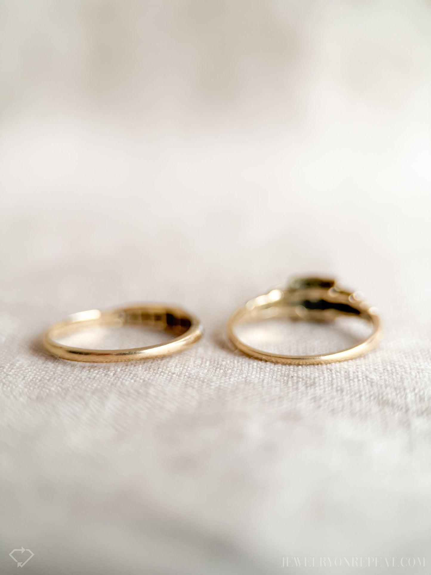Vintage Art Deco Diamond Bridal Set, Engagement Ring and Wedding Band in 14k Gold, Antique 1940s Jewelry - Timeless, @JewelryOnRepeat