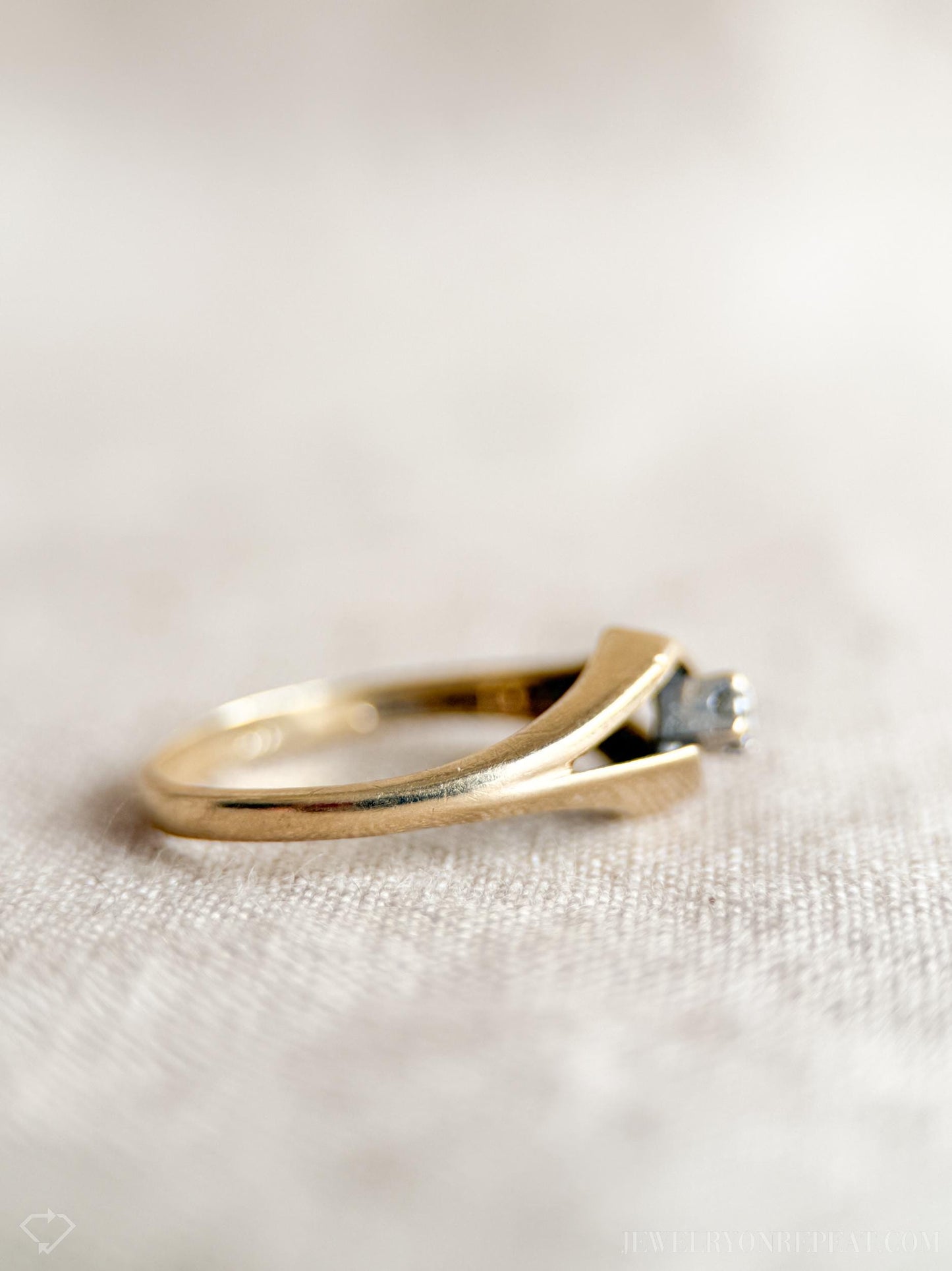 Vintage Diamond Art Deco Solitaire Engagement Ring in 14k Gold, Antique 1960s Jewelry - Timeless, Sustainable, @JewelryOnRepeat