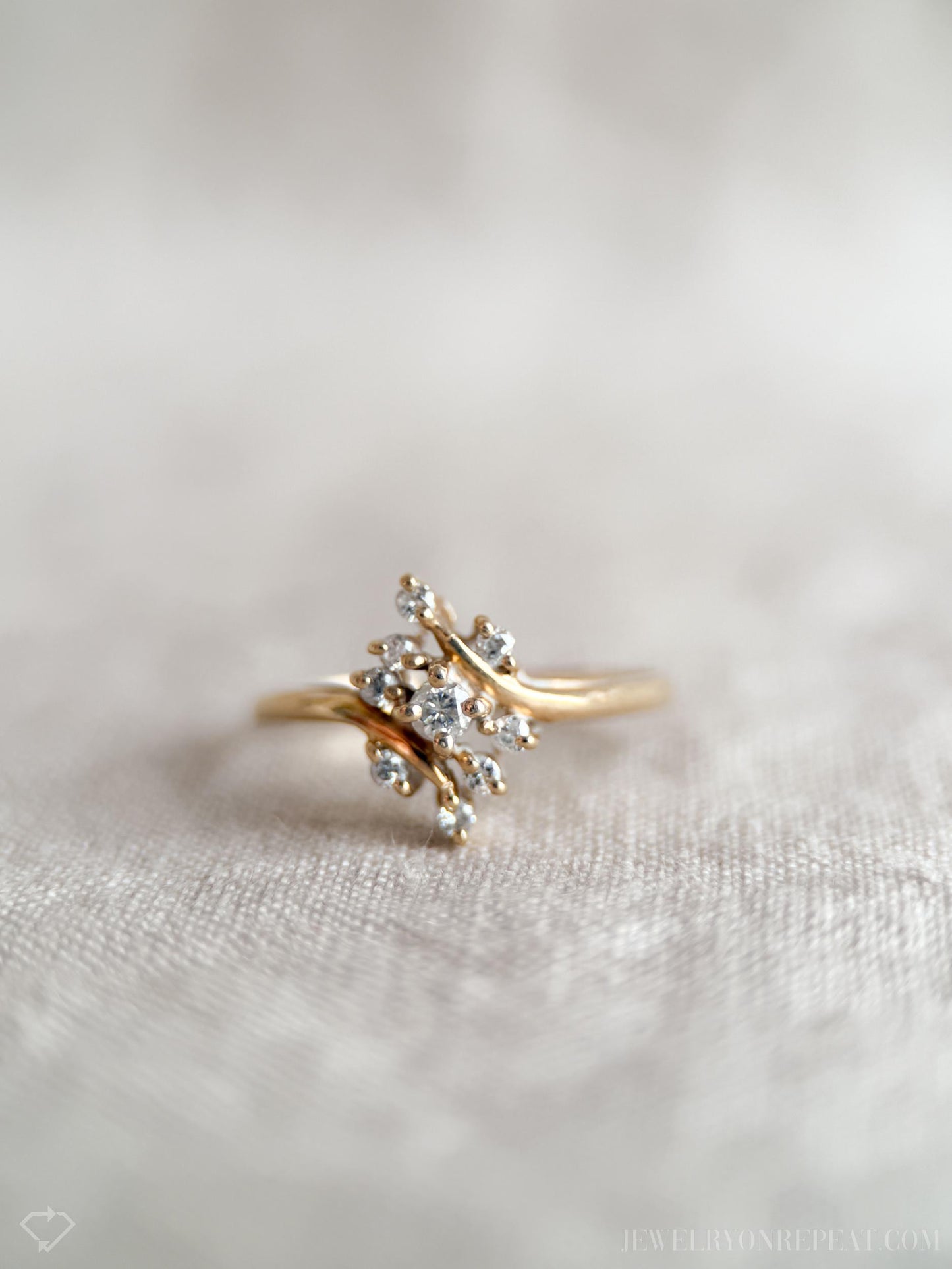 Vintage Diamond Cluster Ring in 14k Gold, Vintage Jewelry from the 1990s - Timeless, Sustainable, @JewelryOnRepeat