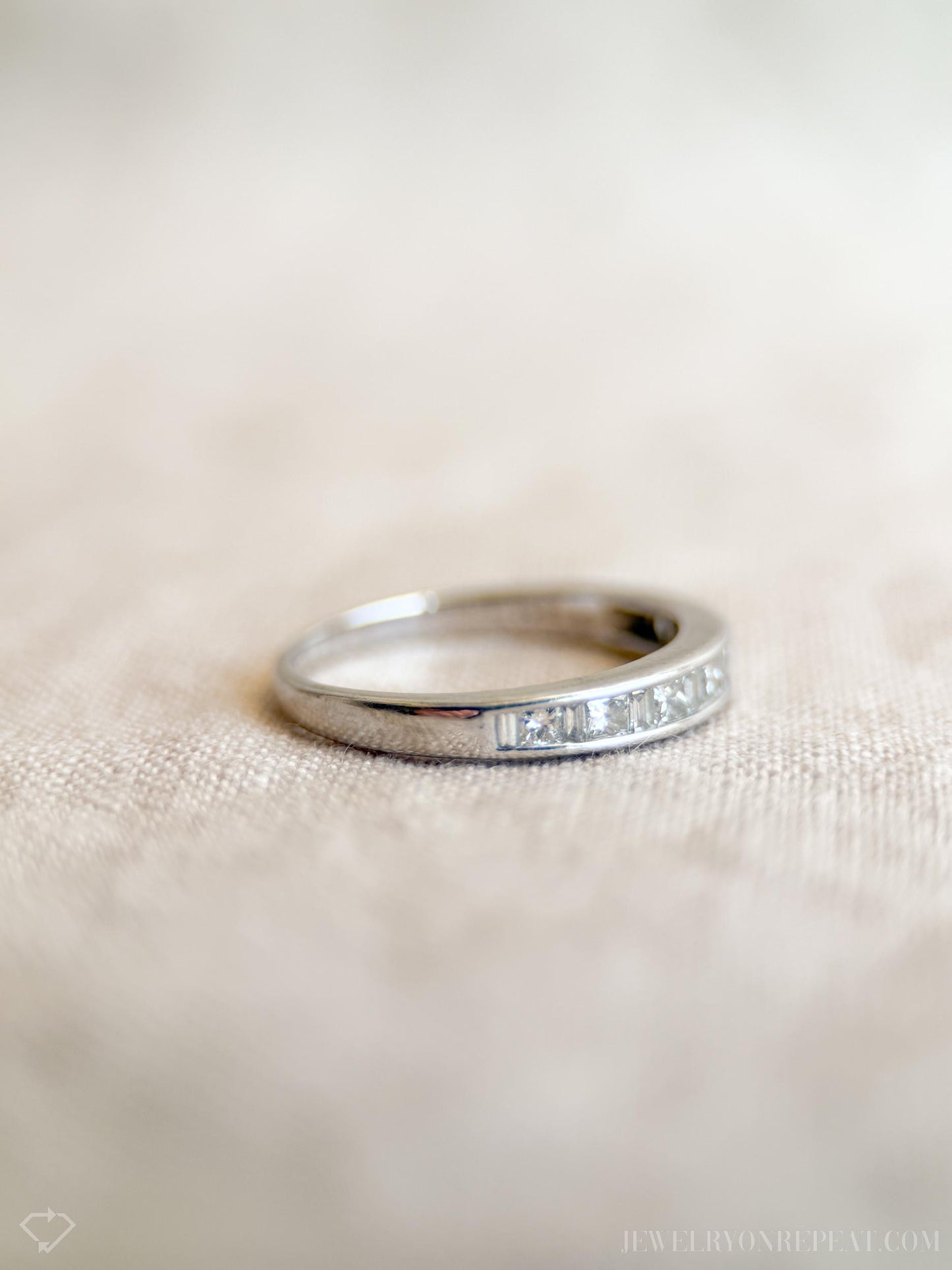 Vintage Diamond Channel Set Wedding Band in 14k White Gold, Retro Jewelry from the 1990s - Timeless, Sustainable, @JewelryOnRepeat