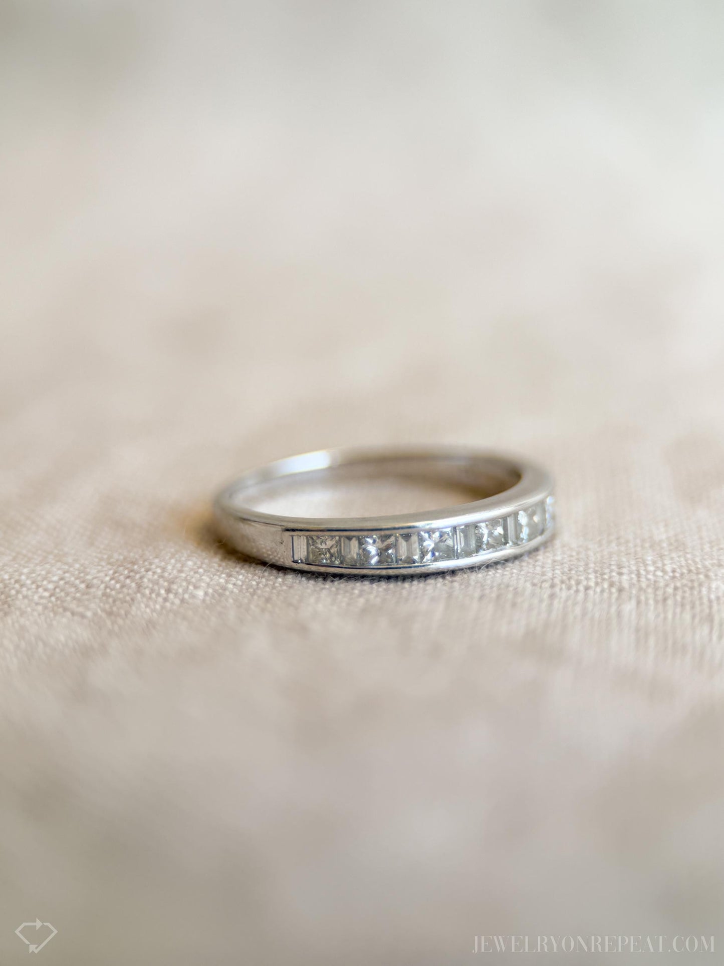 Vintage Diamond Channel Set Wedding Band in 14k White Gold, Retro Jewelry from the 1990s - Timeless, Sustainable, @JewelryOnRepeat