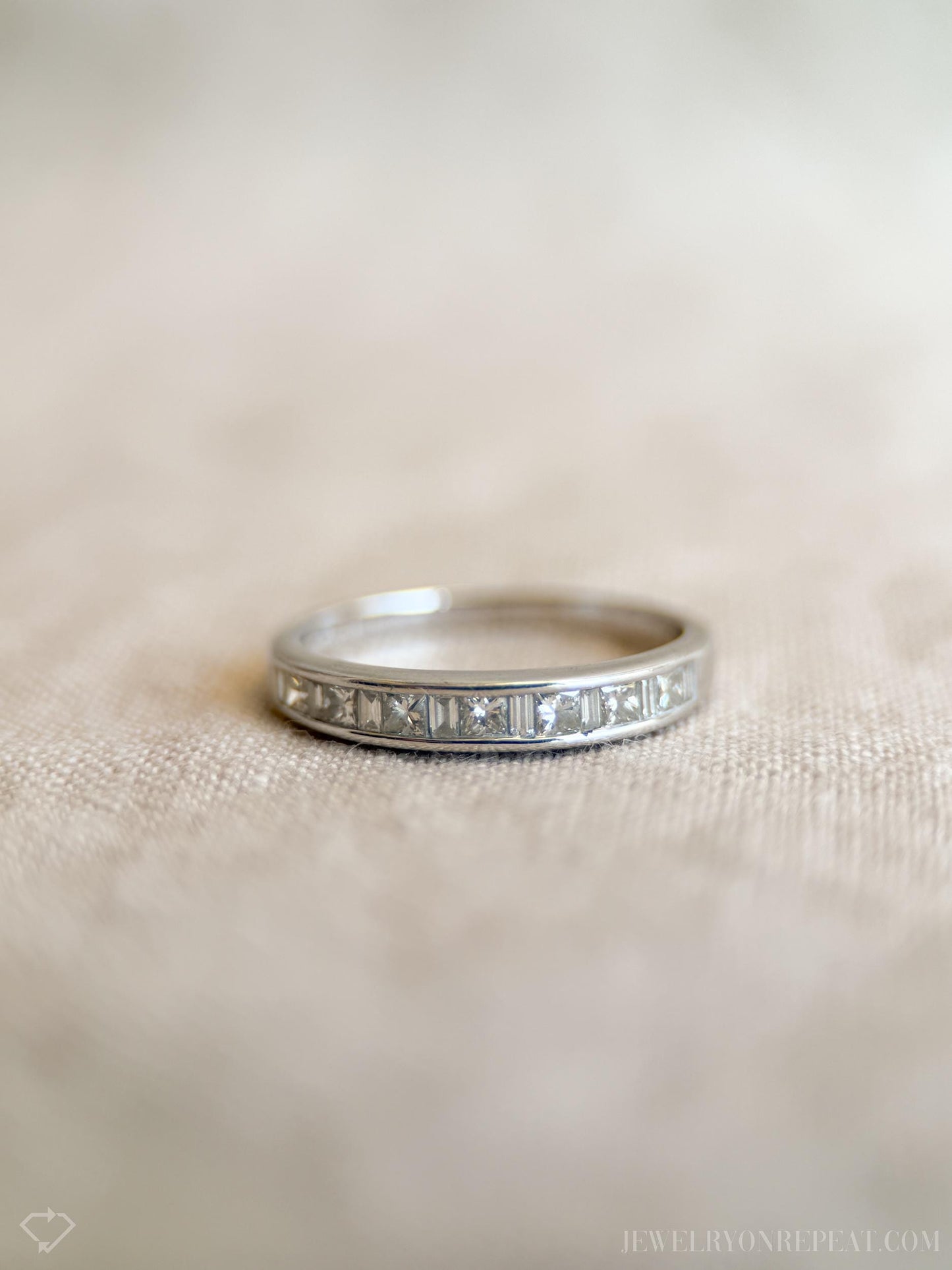 Vintage Diamond Channel Set Wedding Band in 14k White Gold, Retro Jewelry from the 1990s - Timeless, Sustainable, @JewelryOnRepeat