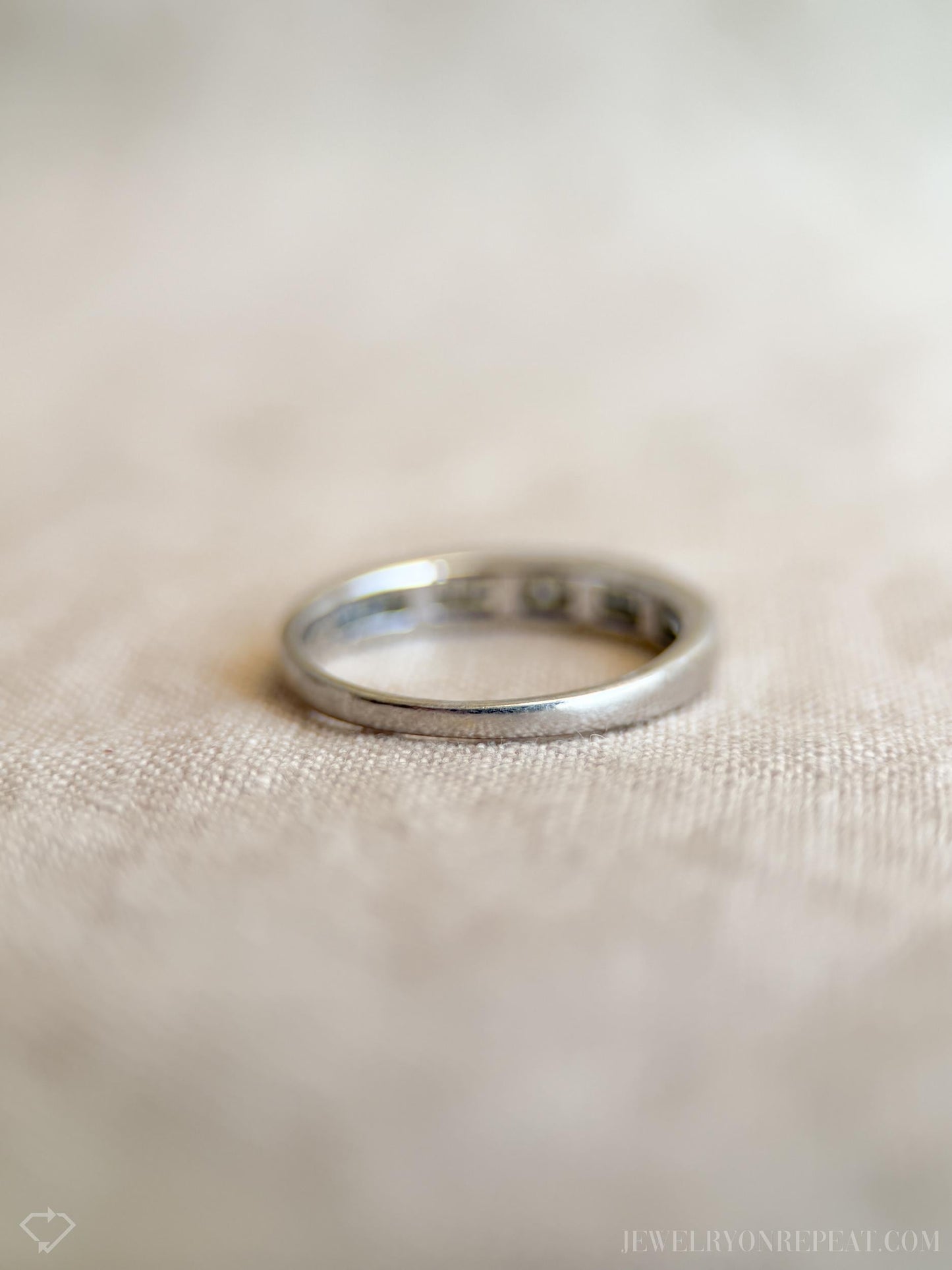 Vintage Diamond Channel Set Wedding Band in 14k White Gold, Retro Jewelry from the 1990s - Timeless, Sustainable, @JewelryOnRepeat