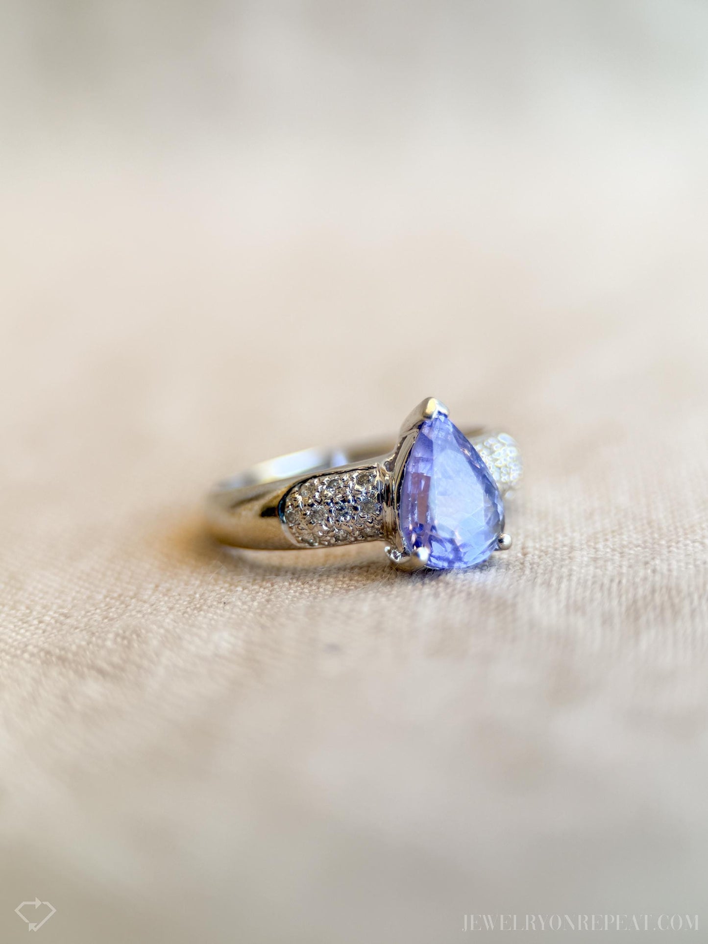 Vintage Tanzanite and Diamond Pave Gemstone Ring in 14k White Gold, Vintage Jewelry from the 1990s - Timeless, Sustainable, @JewelryOnRepeat