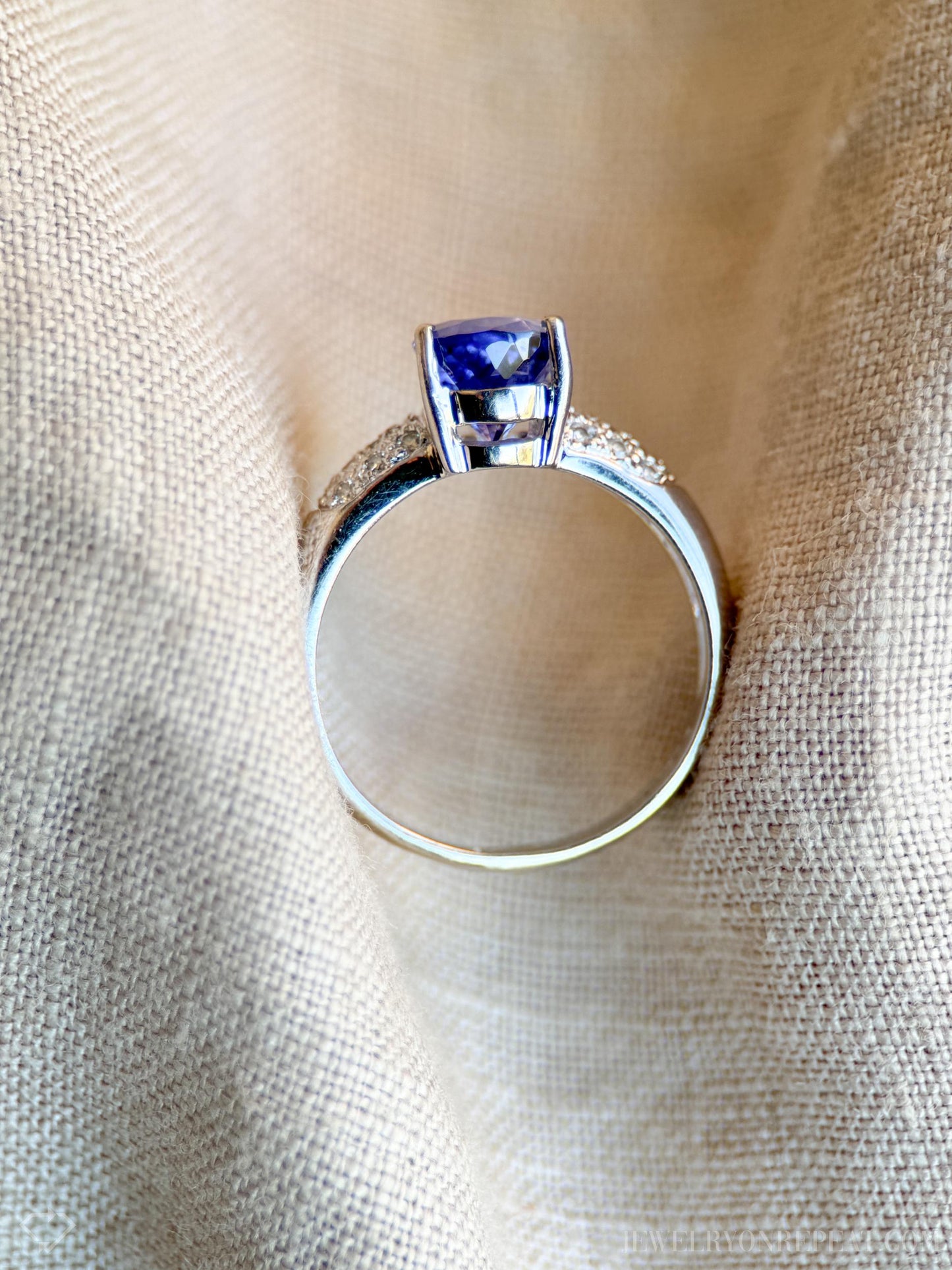 Vintage Tanzanite and Diamond Pave Gemstone Ring in 14k White Gold, Vintage Jewelry from the 1990s - Timeless, Sustainable, @JewelryOnRepeat