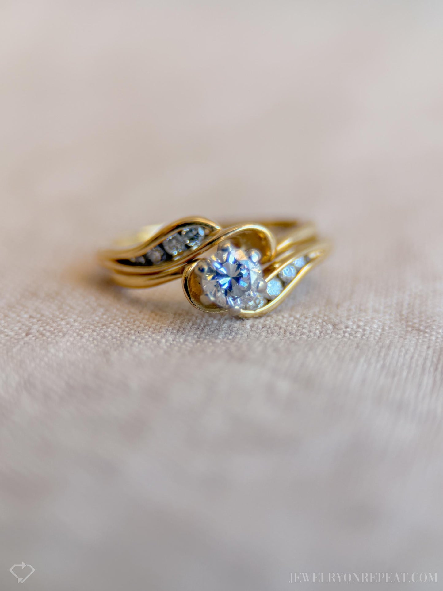Vintage Diamond Bridal Set, Engagement Ring and Wedding Band in 14k Gold, Retro 1990s Jewelry - Timeless, @JewelryOnRepeat