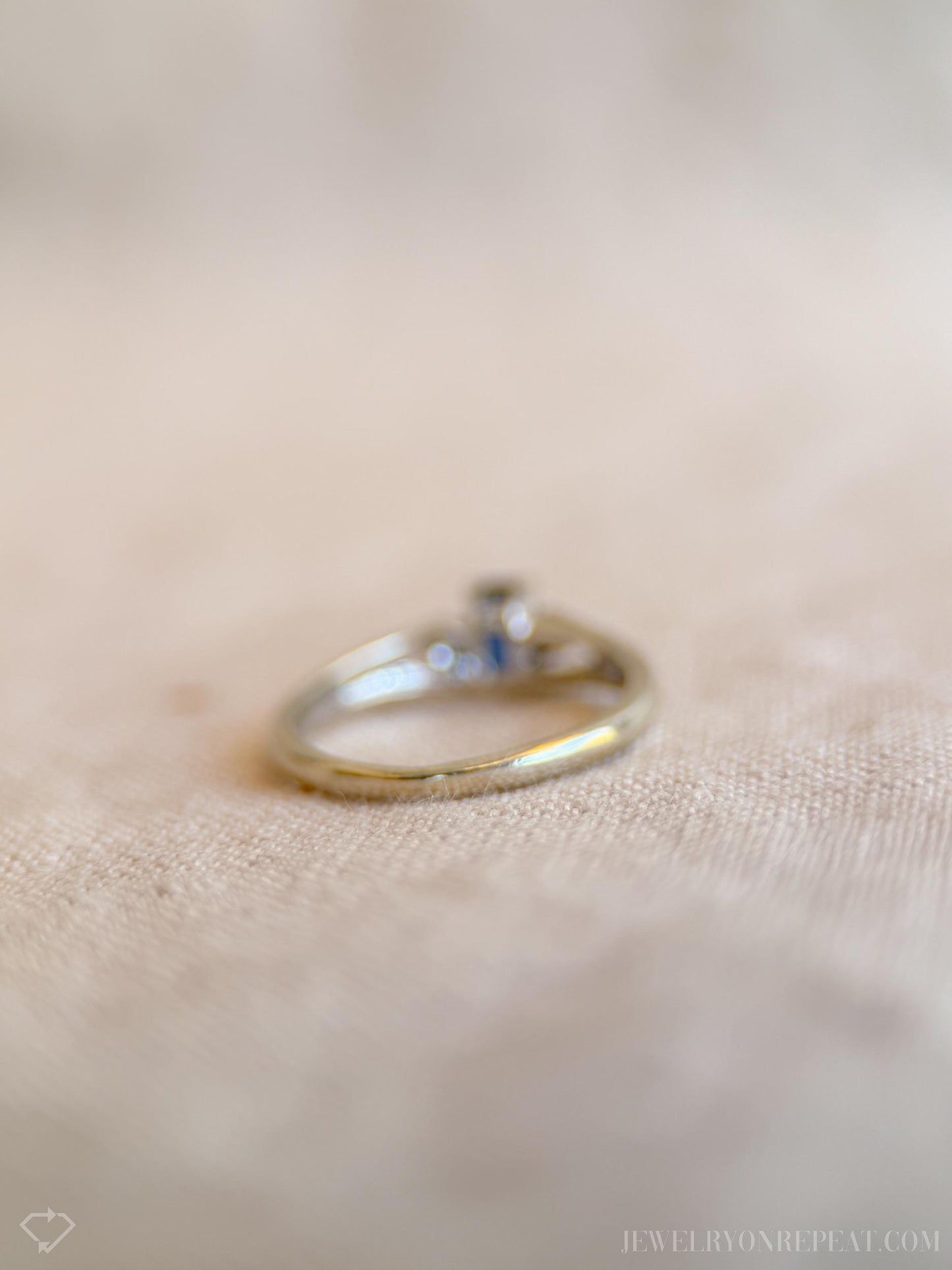 Vintage Emerald Cut Blue Sapphire Ring in 14k White Gold, Retro Jewelry from the 1990s - Timeless, Sustainable, @JewelryOnRepeat