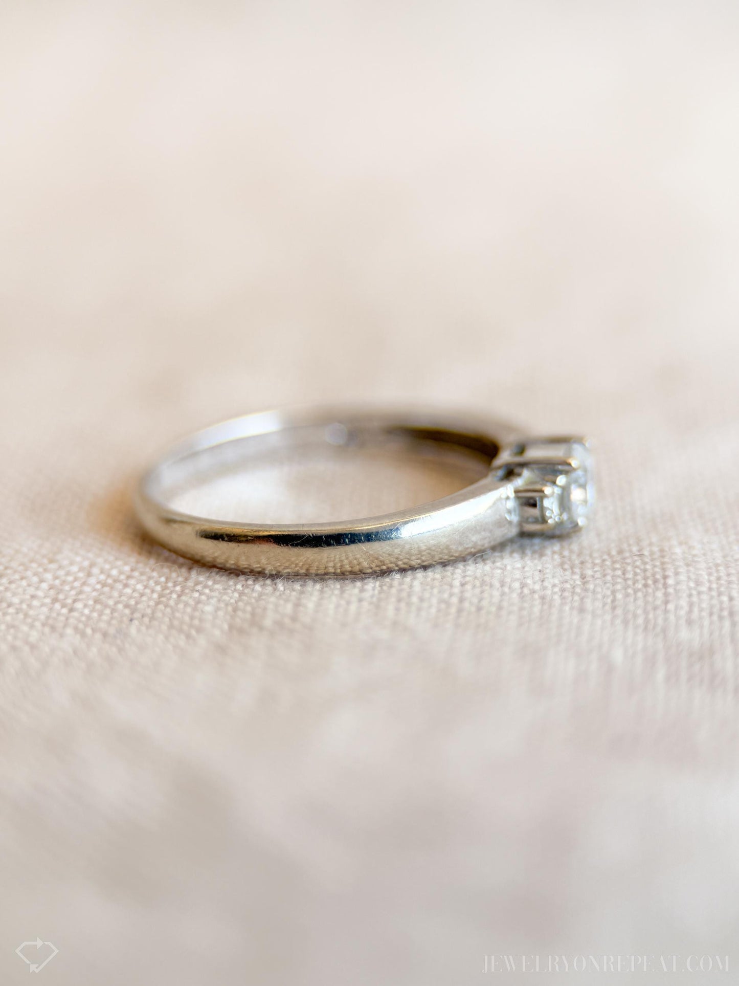 Vintage Three Stone Diamond Engagement Ring in 14k White Gold, Retro Jewelry from the 1990s - Timeless, Sustainable, @JewelryOnRepeat