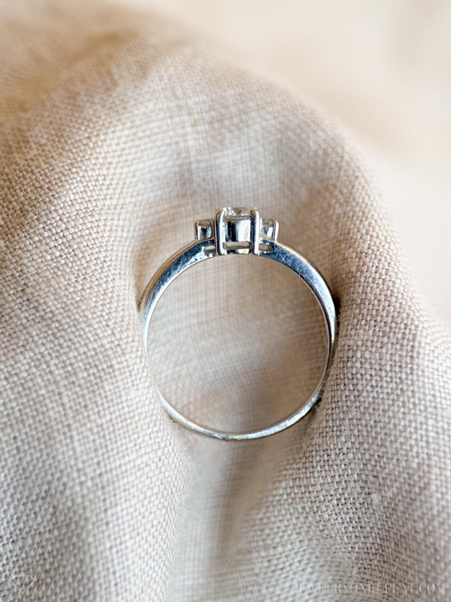 Vintage Three Stone Diamond Engagement Ring in 14k White Gold, Retro Jewelry from the 1990s - Timeless, Sustainable, @JewelryOnRepeat