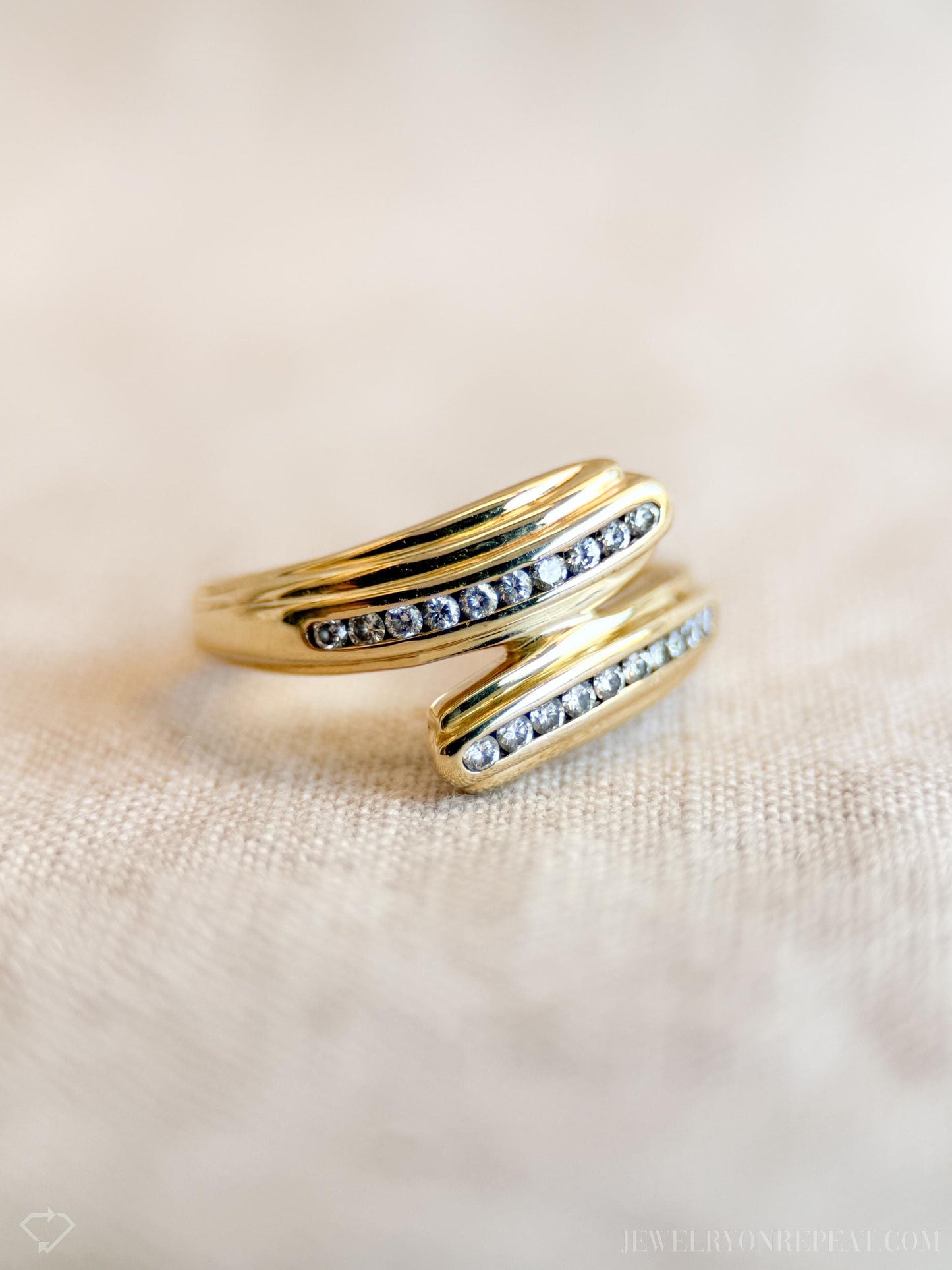 Vintage Diamond Channel Set Wedding Band in 14k Gold, Retro Jewelry from the 1990s - Timeless, Sustainable, @JewelryOnRepeat