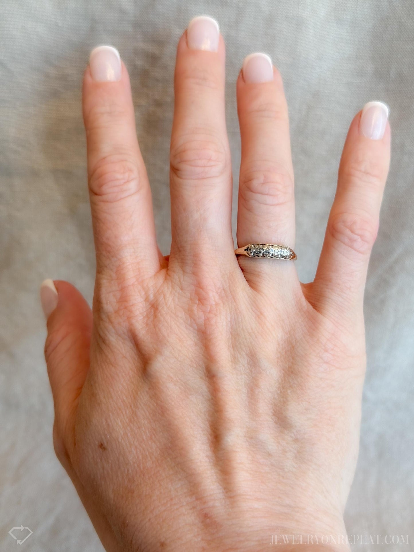 Vintage Diamond Wedding Band in 14k Gold, Antique Jewelry from the 1920s - Timeless, Sustainable, @JewelryOnRepeat