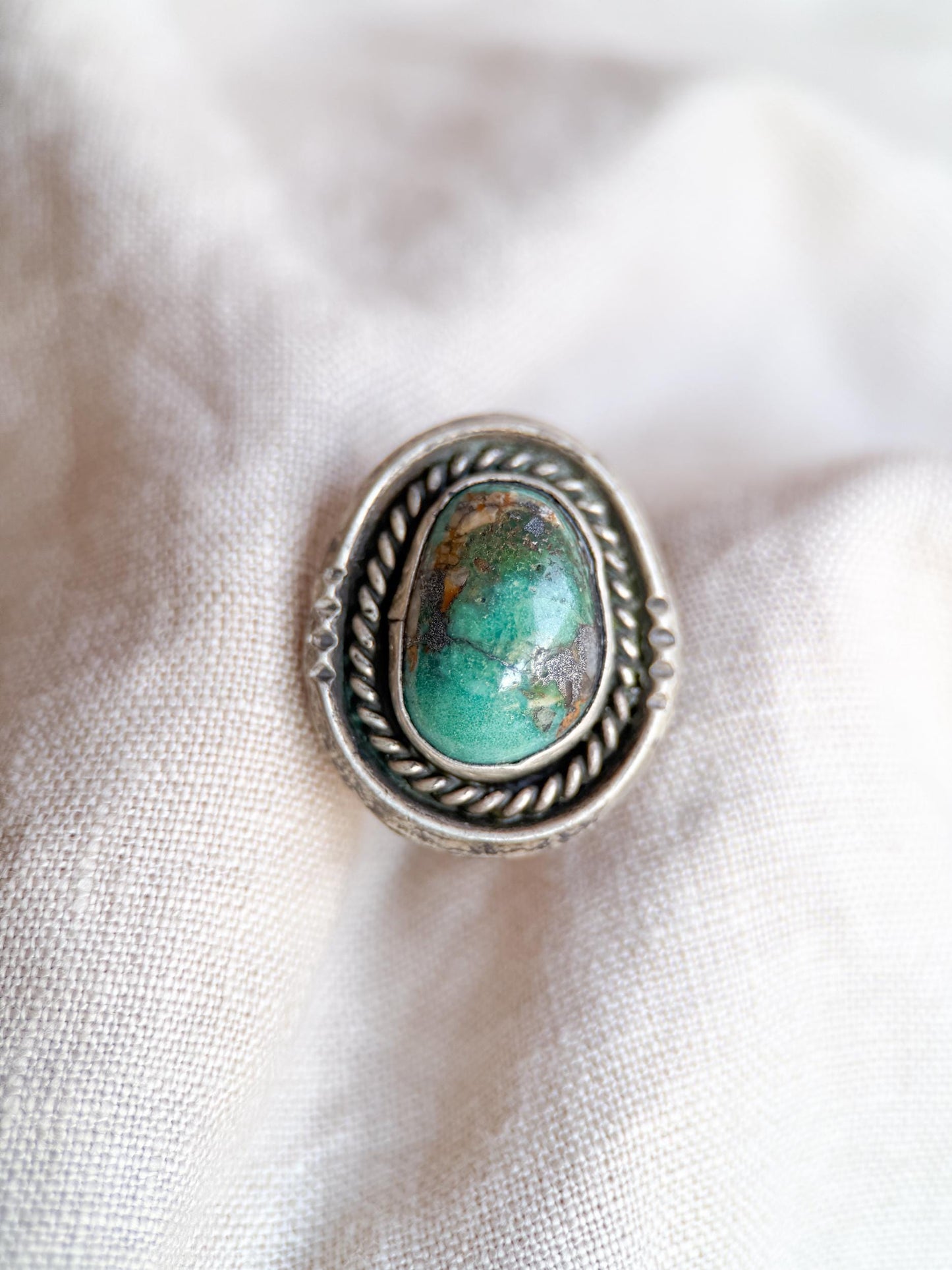 Sterling Silver Turquoise Ring, Native American Boho Statement Ring, Vintage Artisan Southwestern Jewelry - @JewelryonRepeat