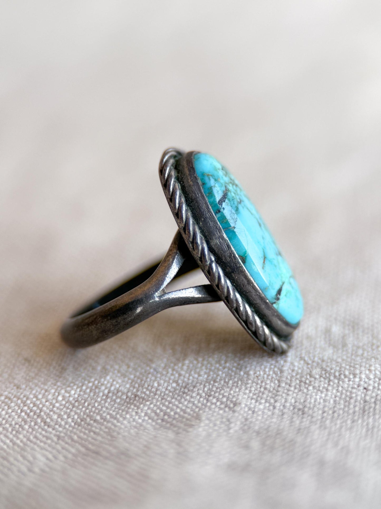 Sterling Silver Turquoise Ring, Native American Boho Statement Ring, Vintage Artisan Southwestern Jewelry - @JewelryonRepeat