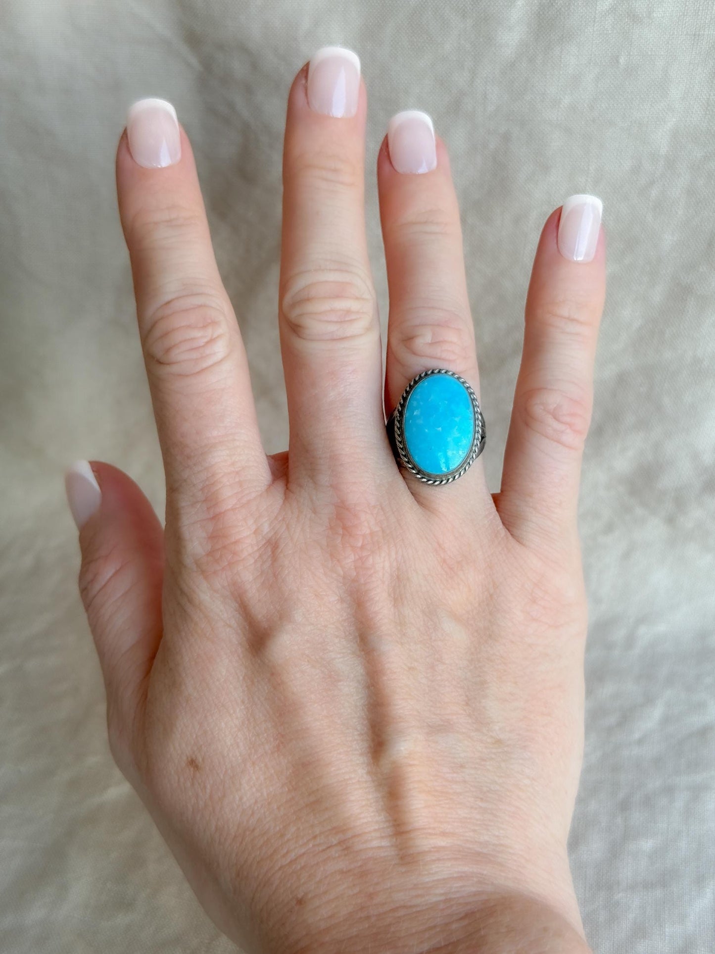 Sterling Silver Turquoise Ring, Native American Boho Statement Ring, Vintage Artisan Southwestern Jewelry - @JewelryonRepeat