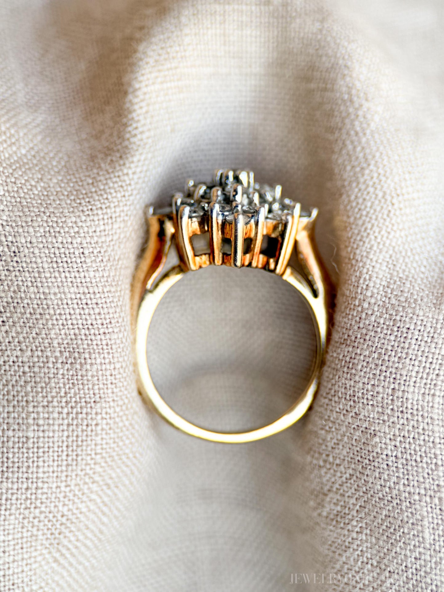 Vintage Diamond Cluster Ring in 14k Gold, Vintage Jewelry from the 1990s - Timeless, Sustainable, @JewelryOnRepeat