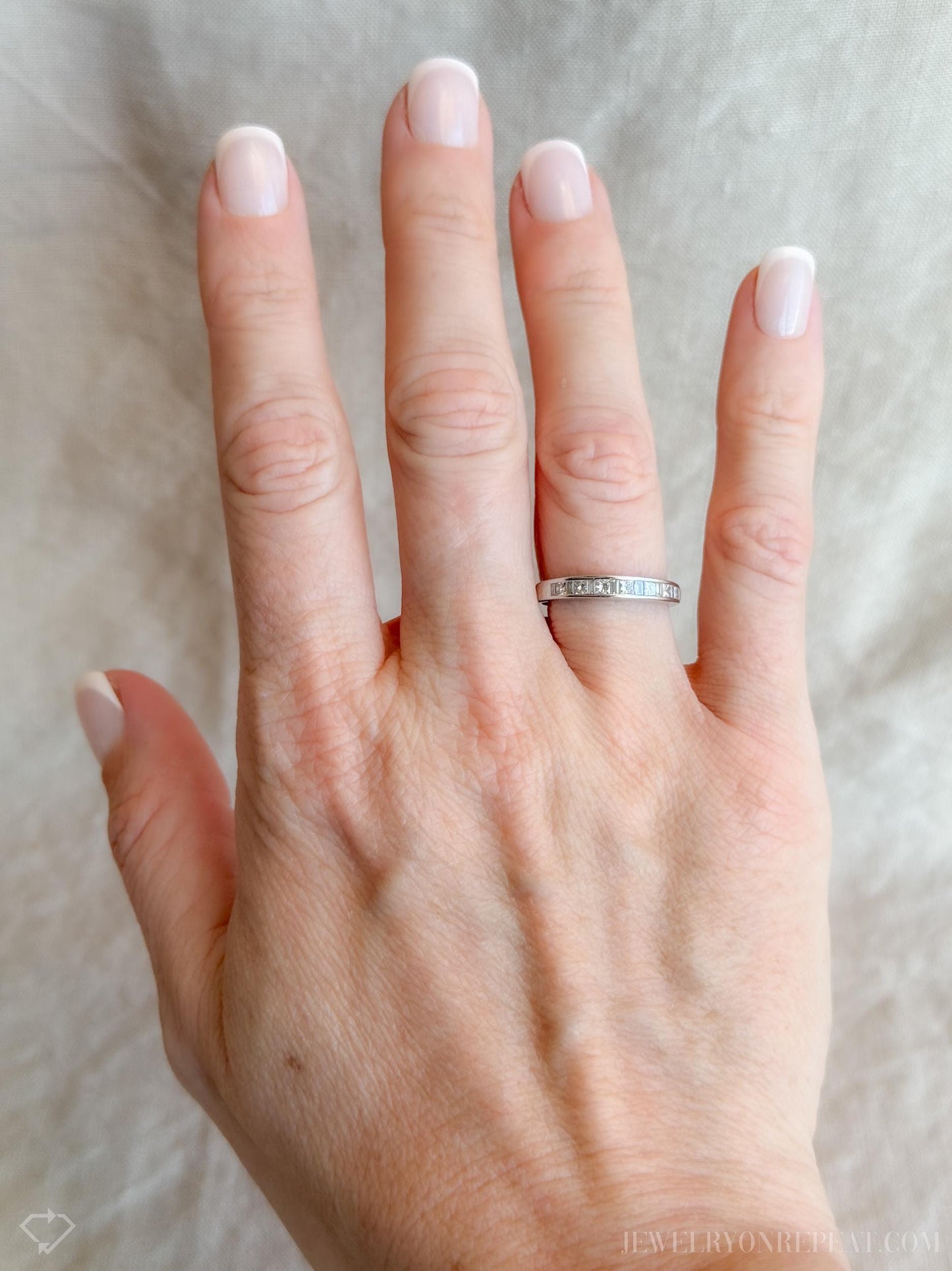 Vintage Diamond Channel Set Wedding Band in 14k White Gold, Retro Jewelry from the 1990s - Timeless, Sustainable, @JewelryOnRepeat