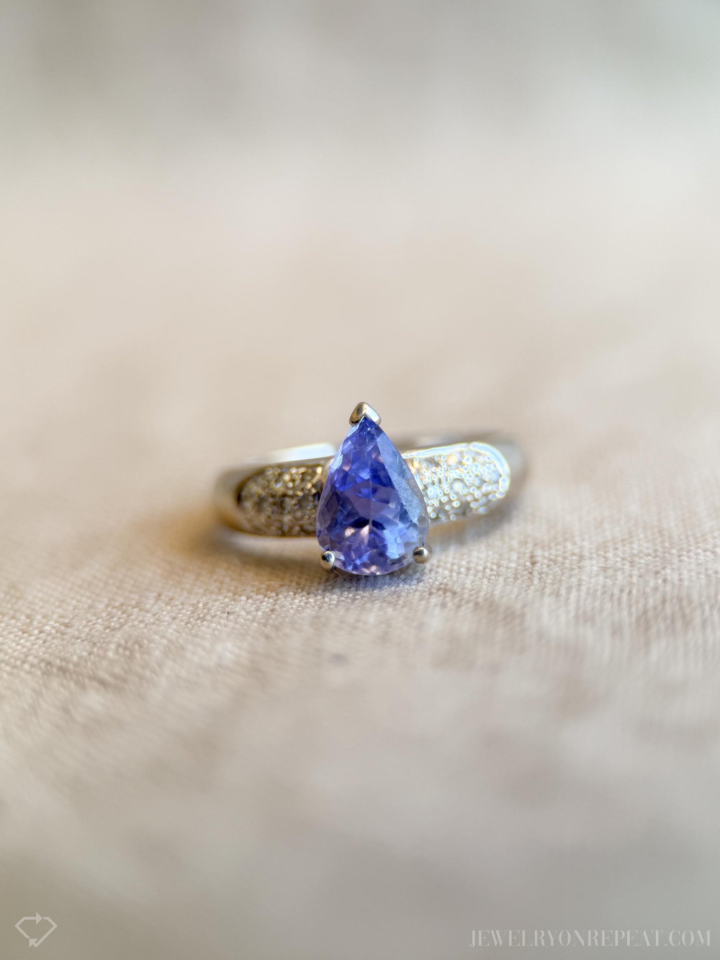 Vintage Tanzanite and Diamond Pave Gemstone Ring in 14k White Gold, Vintage Jewelry from the 1990s - Timeless, Sustainable, @JewelryOnRepeat