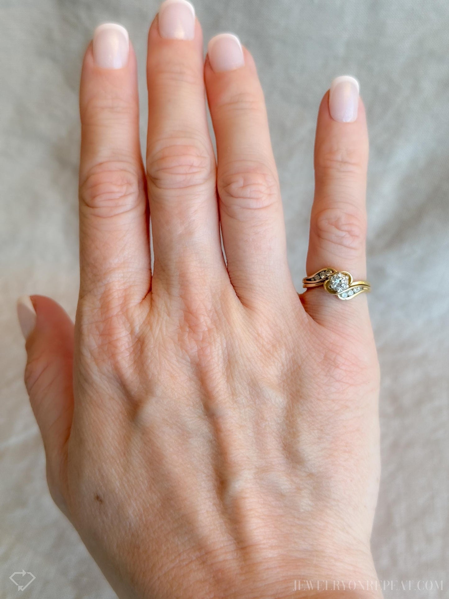 Vintage Diamond Bridal Set, Engagement Ring and Wedding Band in 14k Gold, Retro 1990s Jewelry - Timeless, @JewelryOnRepeat