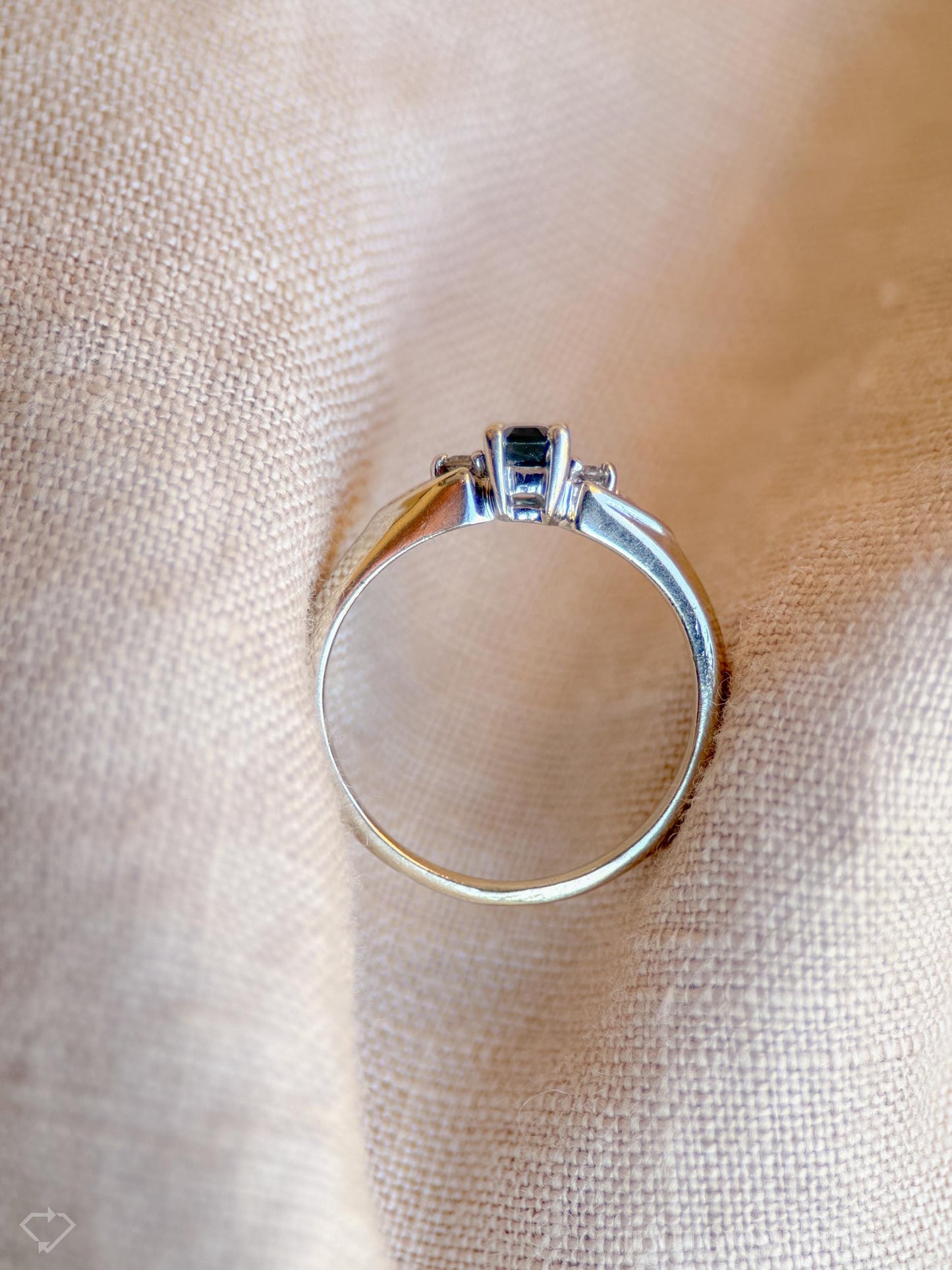 Vintage Emerald Cut Blue Sapphire Ring in 14k White Gold, Retro Jewelry from the 1990s - Timeless, Sustainable, @JewelryOnRepeat