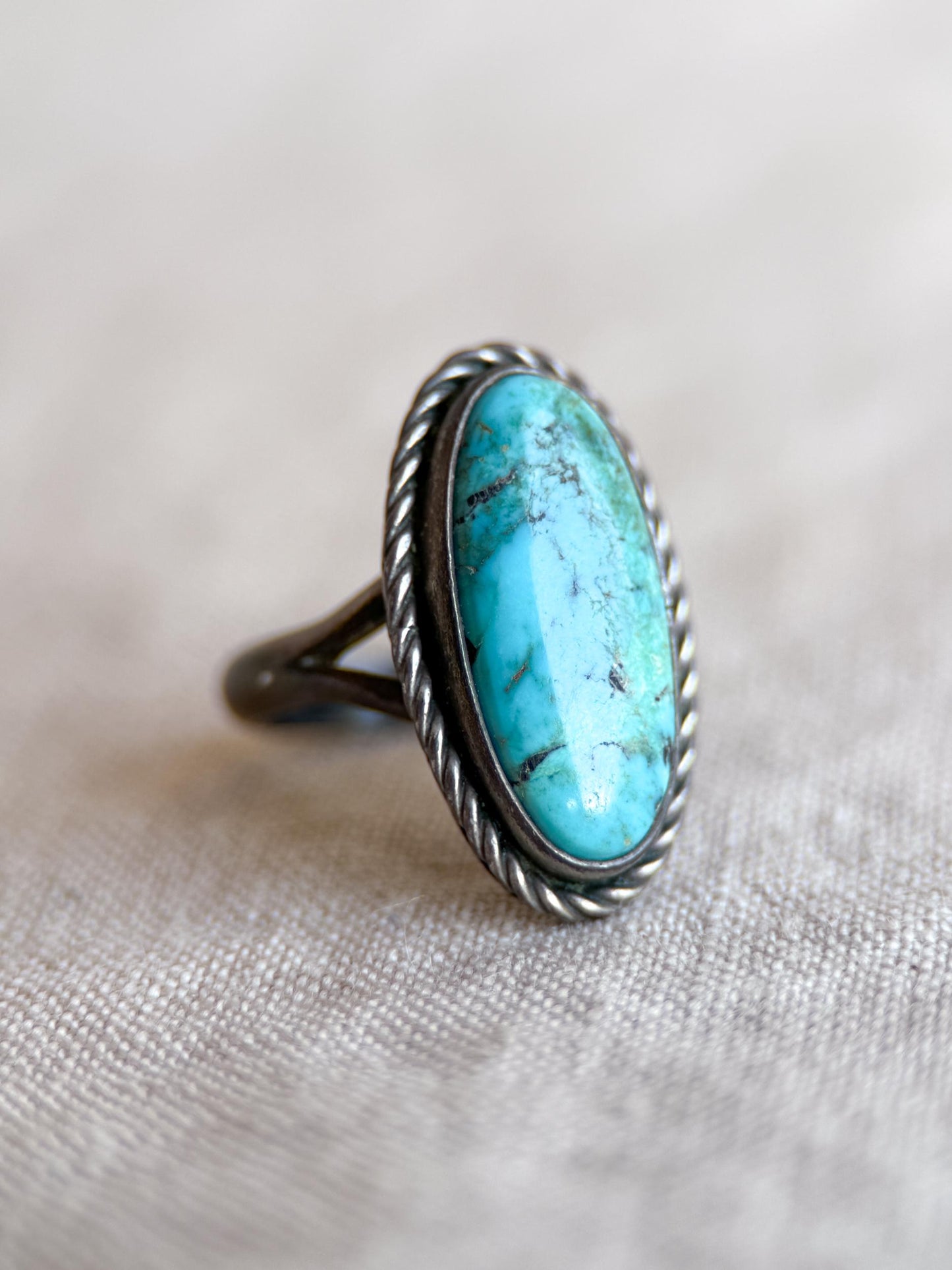 Sterling Silver Turquoise Ring, Native American Boho Statement Ring, Vintage Artisan Southwestern Jewelry - @JewelryonRepeat