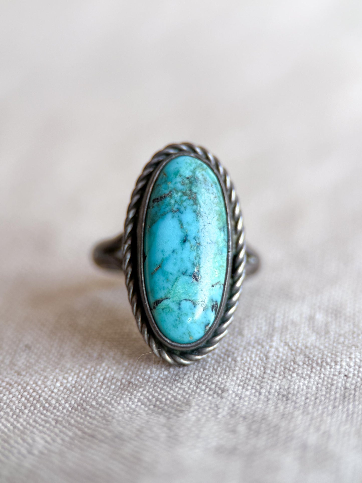 Sterling Silver Turquoise Ring, Native American Boho Statement Ring, Vintage Artisan Southwestern Jewelry - @JewelryonRepeat