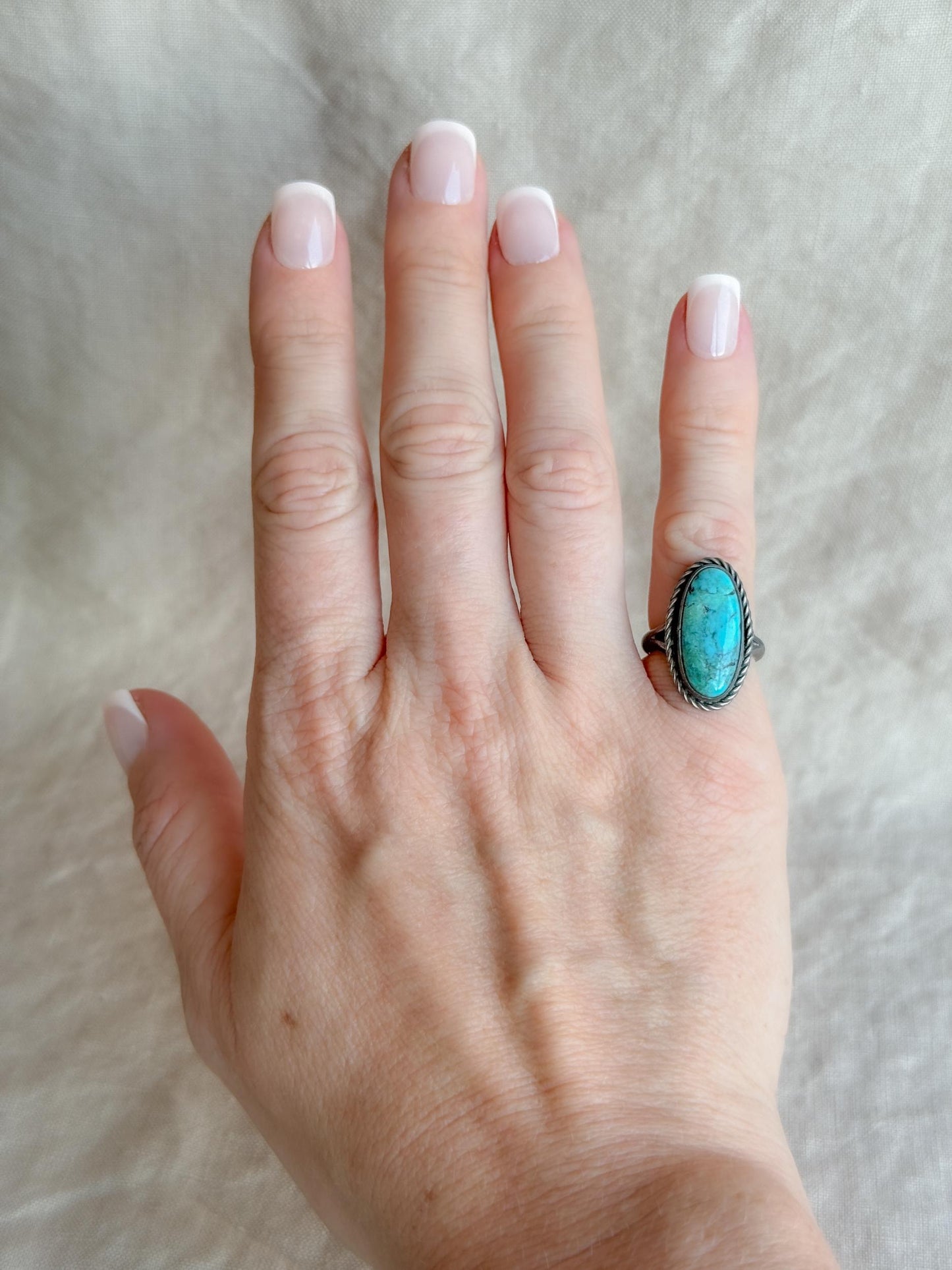 Sterling Silver Turquoise Ring, Native American Boho Statement Ring, Vintage Artisan Southwestern Jewelry - @JewelryonRepeat