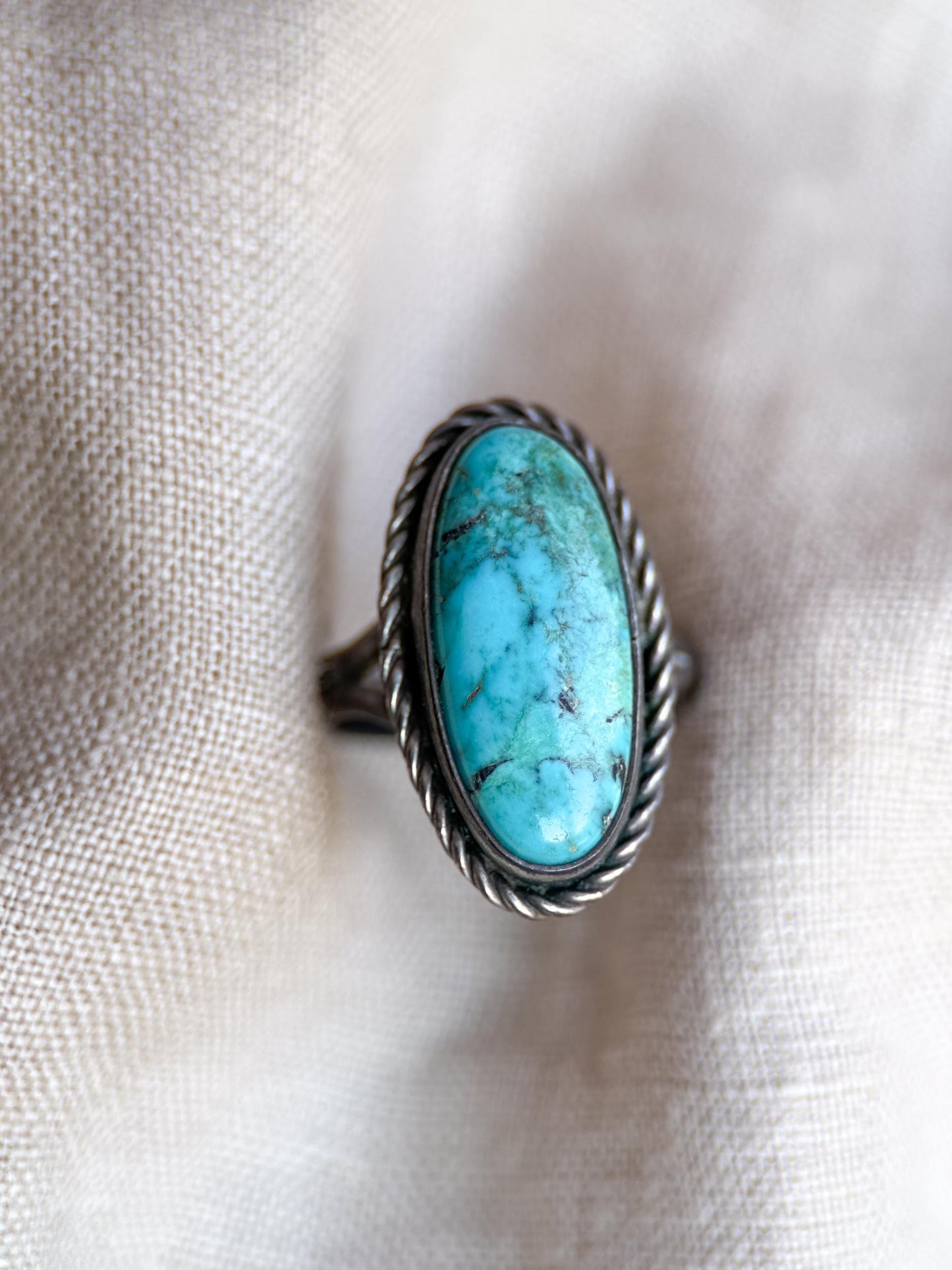 Sterling Silver Turquoise Ring, Native American Boho Statement Ring, Vintage Artisan Southwestern Jewelry - @JewelryonRepeat