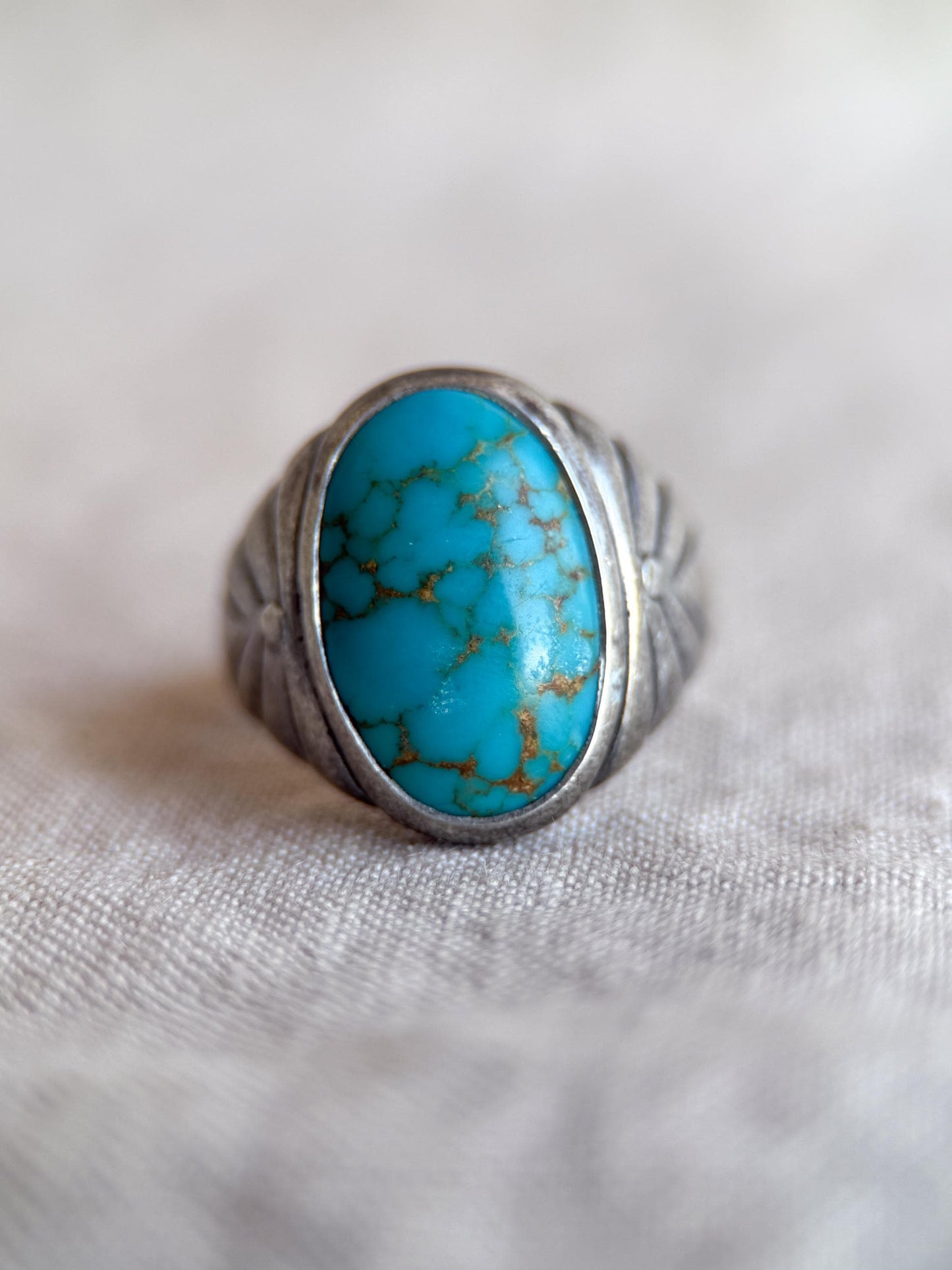 Sterling Silver Turquoise Ring, Native American Boho Statement Ring, Vintage Artisan Southwestern Jewelry - @JewelryonRepeat