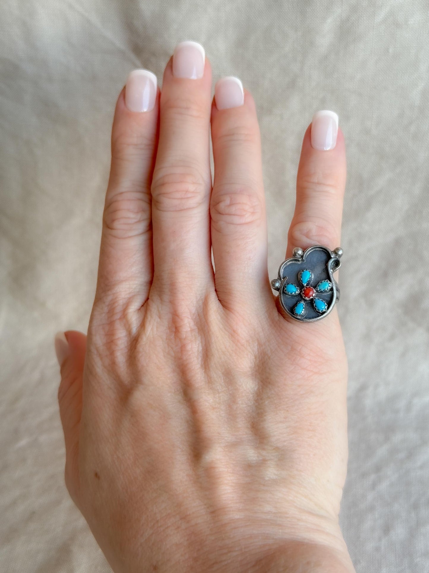 Sterling Silver Turquoise Ring, Native American Boho Statement Ring, Vintage Artisan Southwestern Jewelry - @JewelryonRepeat