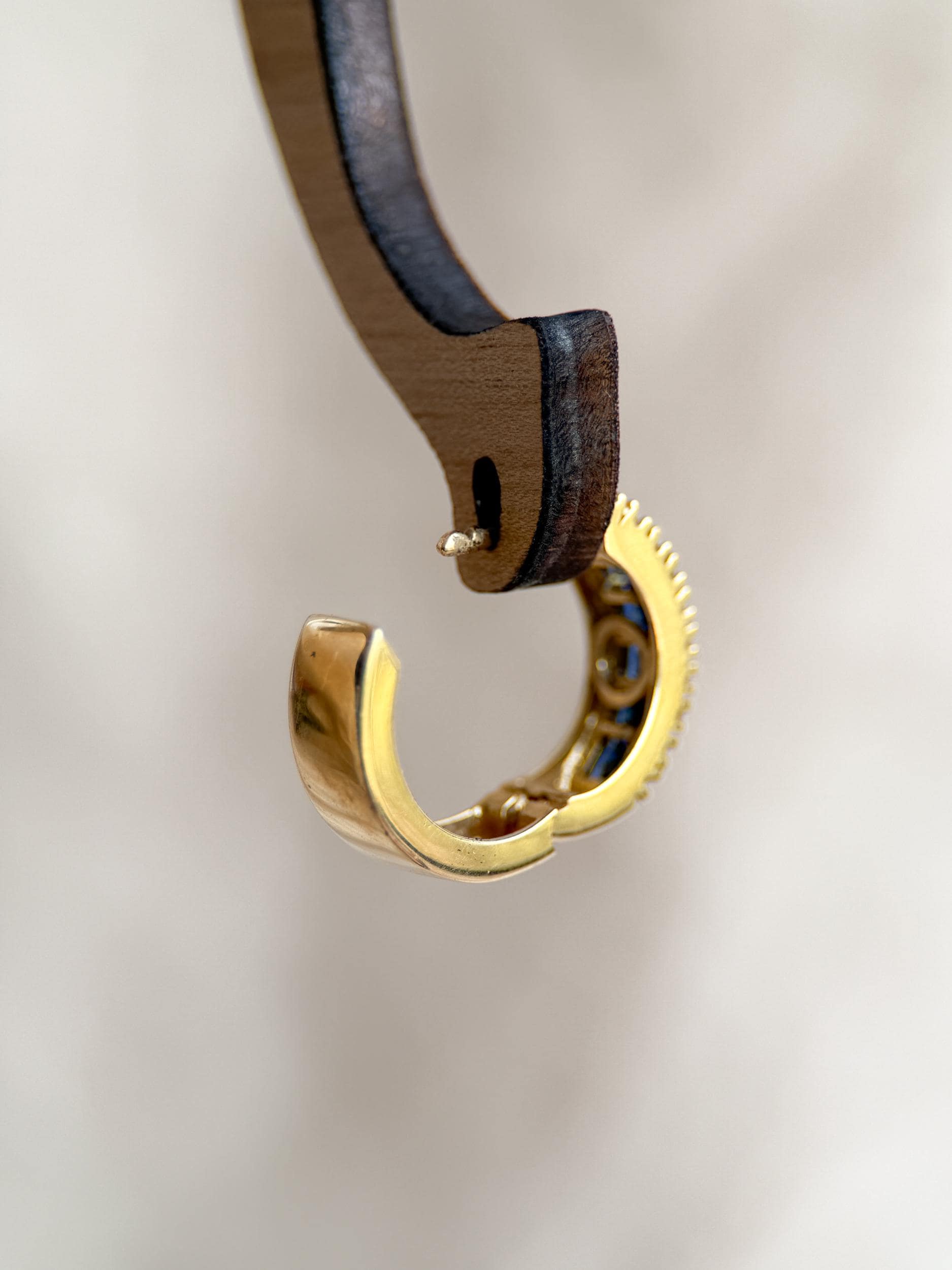 Vintage 1990s Sapphire Diamond Hoop Earrings - 14k Gold Retro Fine Jewelry for Women