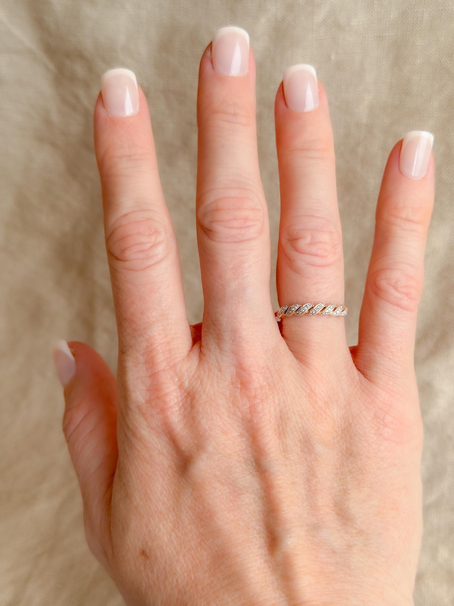 Vintage Diamond Wedding Band: 14k Rose Gold Ring, Retro 2000s
