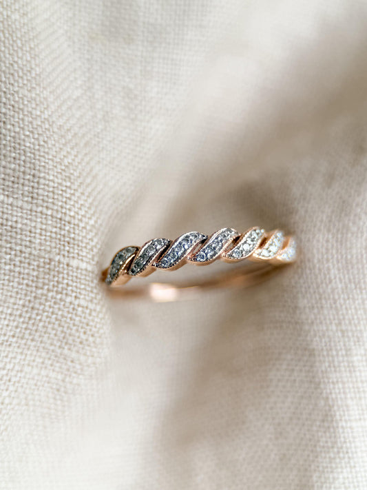 Vintage Diamond Wedding Band: 14k Rose Gold Ring, Retro 2000s