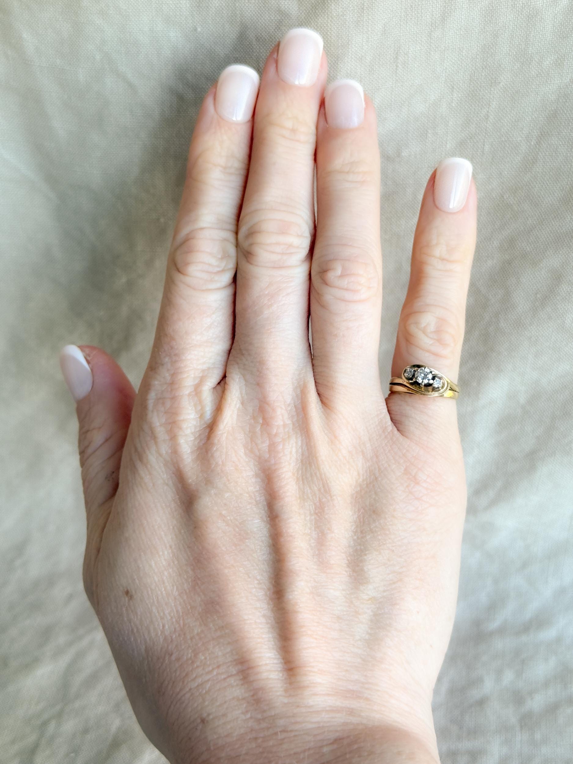 Vintage 1990s Three Stone Round Diamond Engagement Ring - 14k Gold Heirloom Jewelry