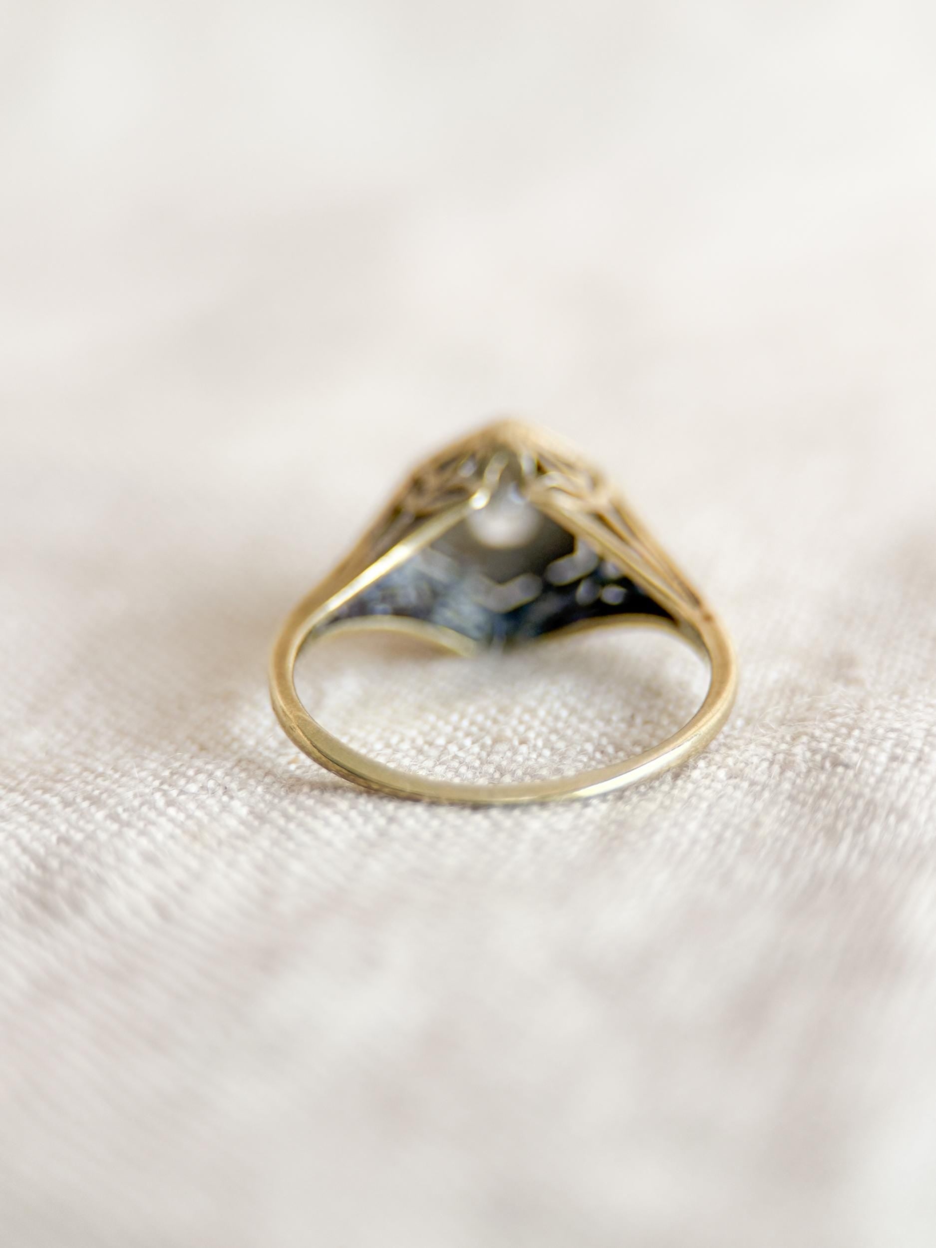 Art Deco Diamond Filigree Engagement Ring – Vintage 1930s, 14k White Gold