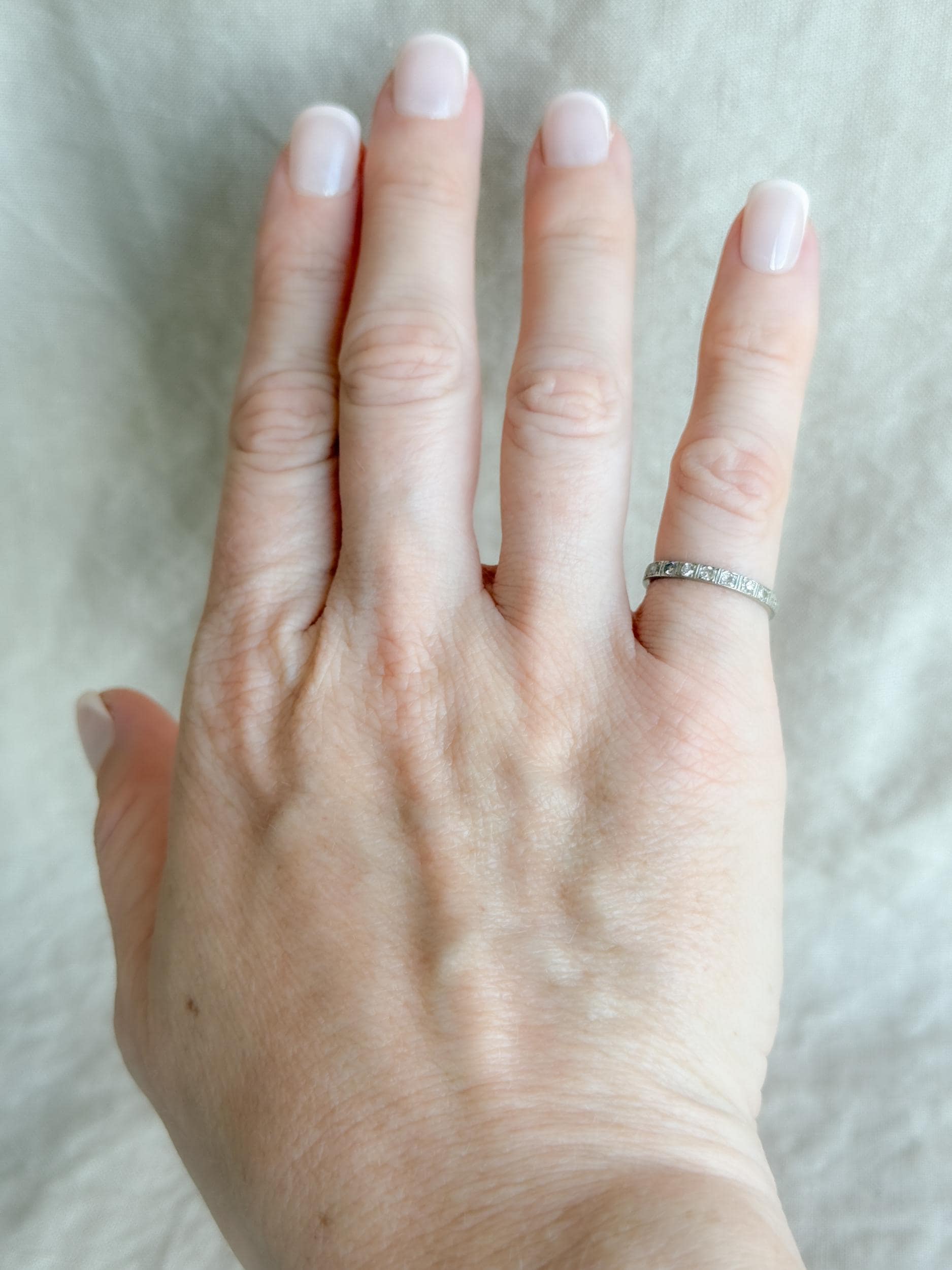 Vintage Art Deco Diamond Band in 14k White Gold, Antique 1920s Jewelry