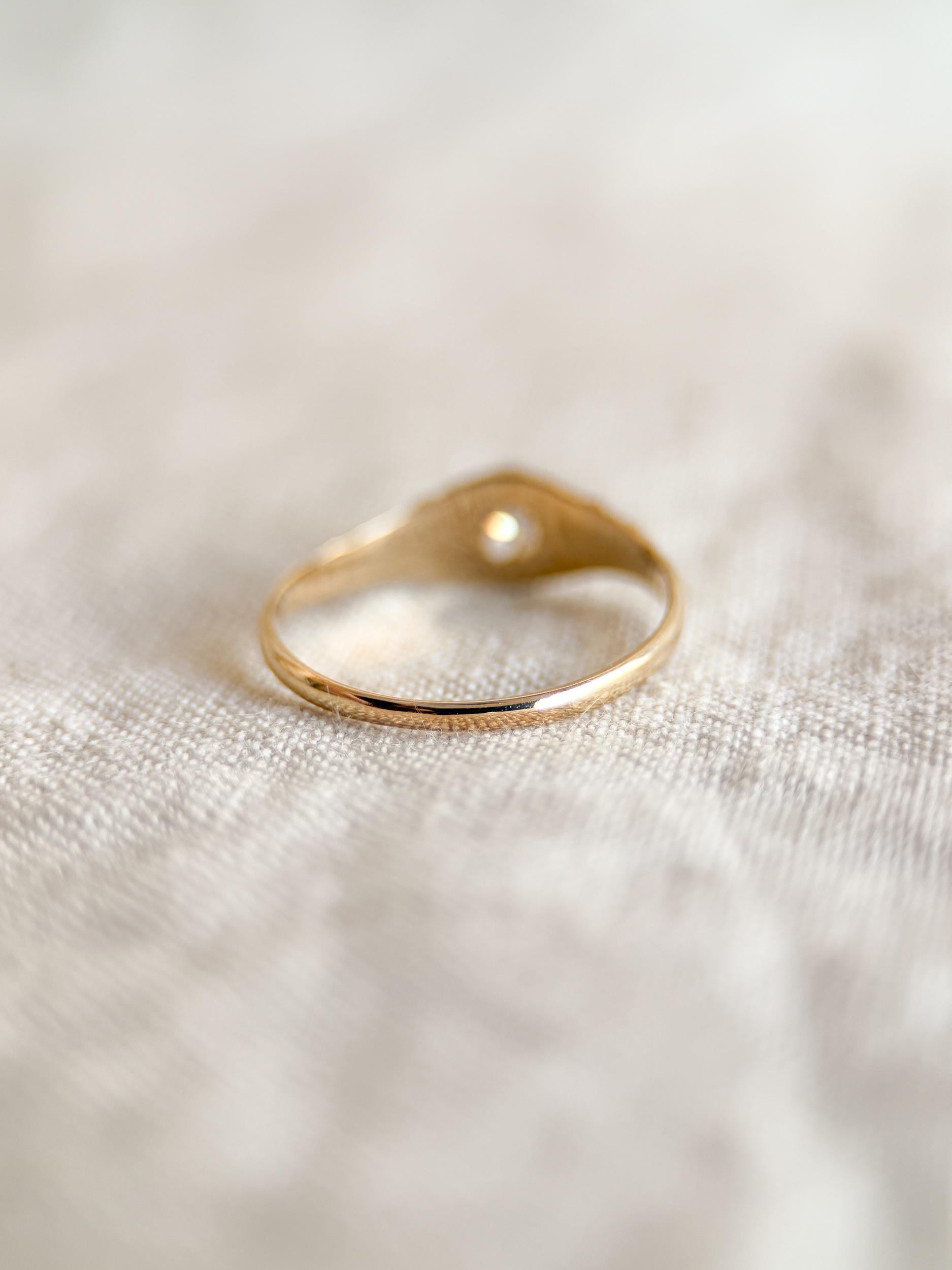 Art Deco Diamond Solitaire Engagement Ring: 14k Gold Antique Heirloom from the 1910s