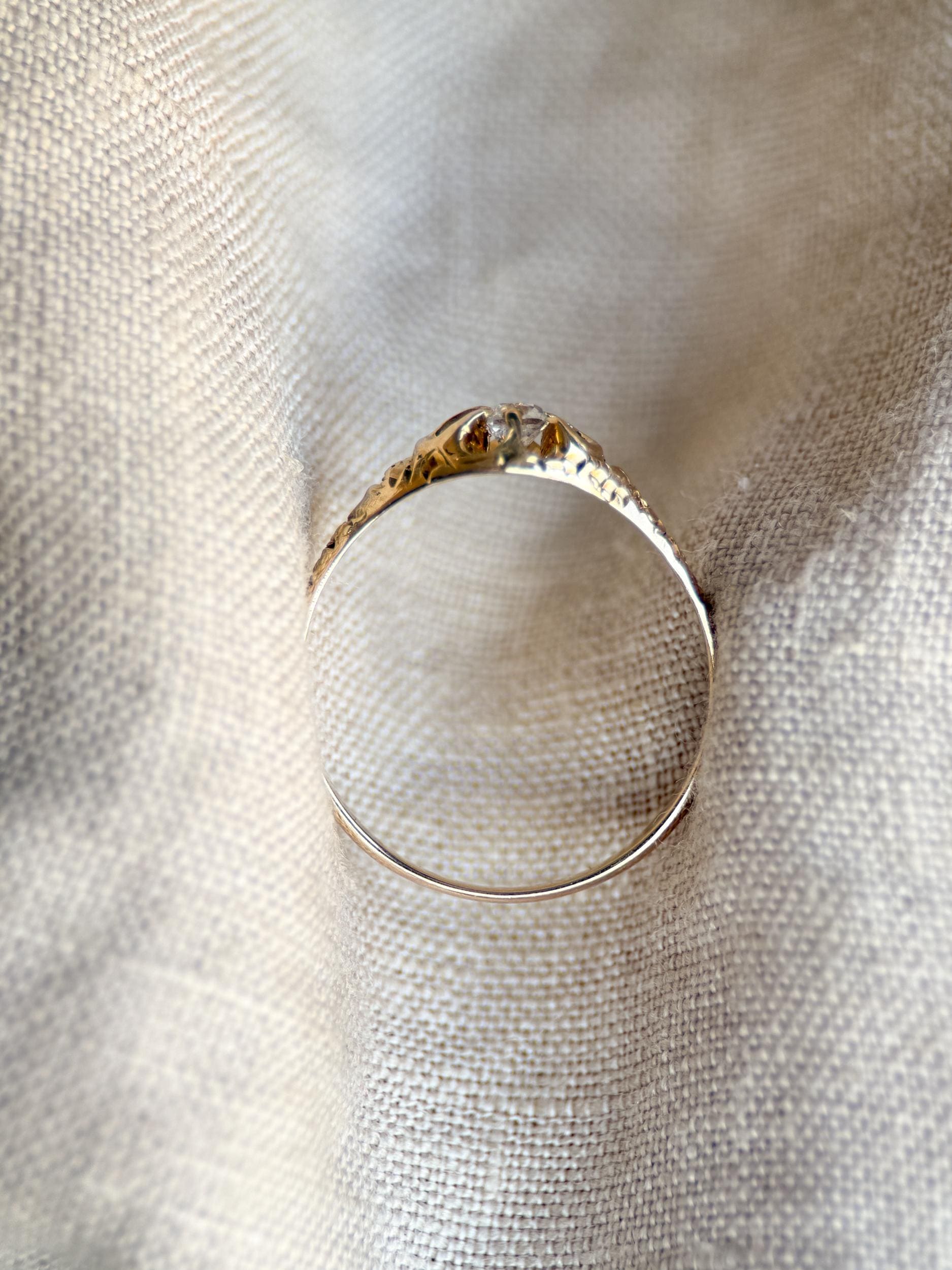Art Deco Diamond Solitaire Engagement Ring: 14k Gold Antique Heirloom from the 1910s
