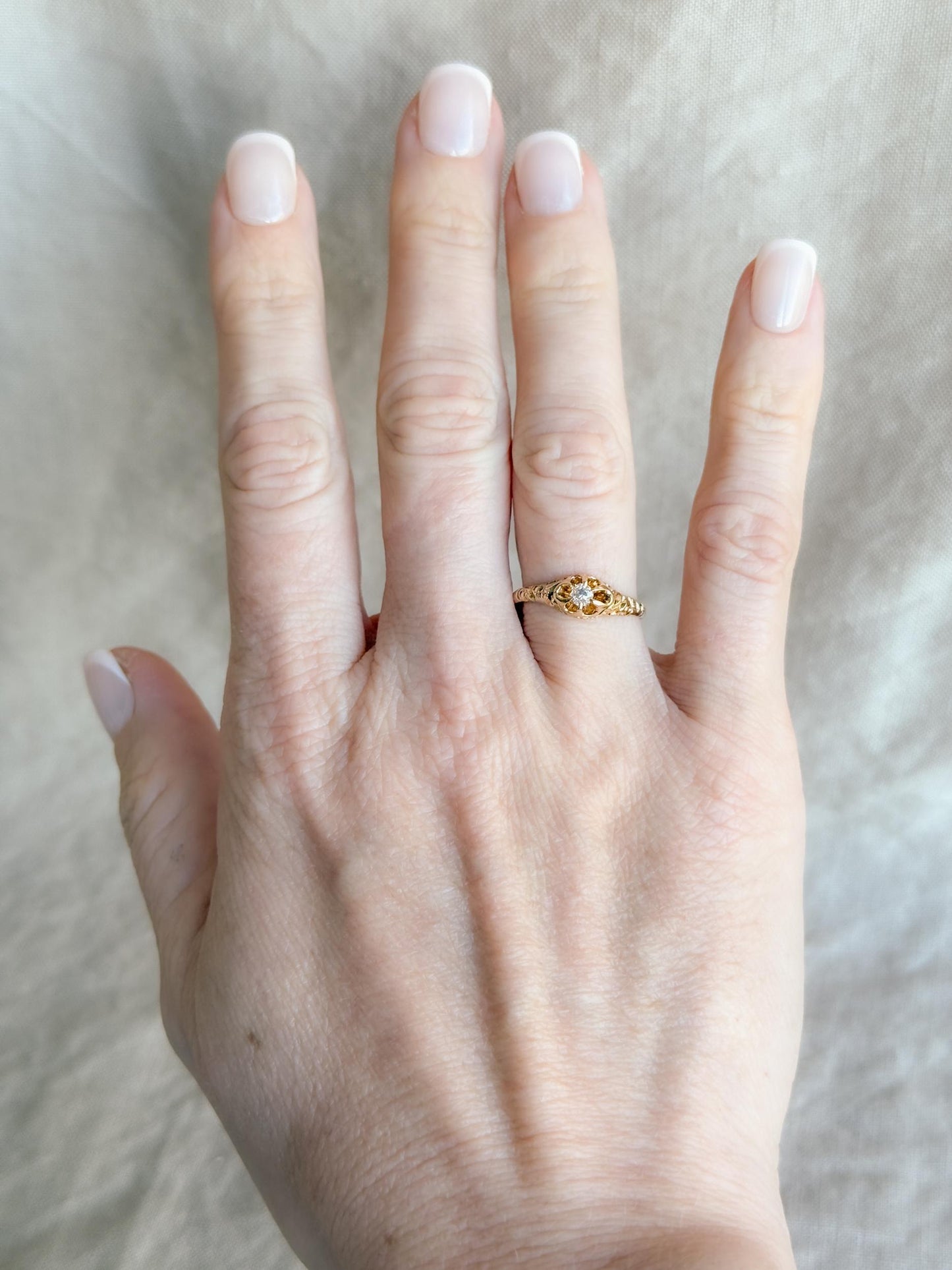 Art Deco Diamond Solitaire Engagement Ring: 14k Gold Antique Heirloom from the 1910s