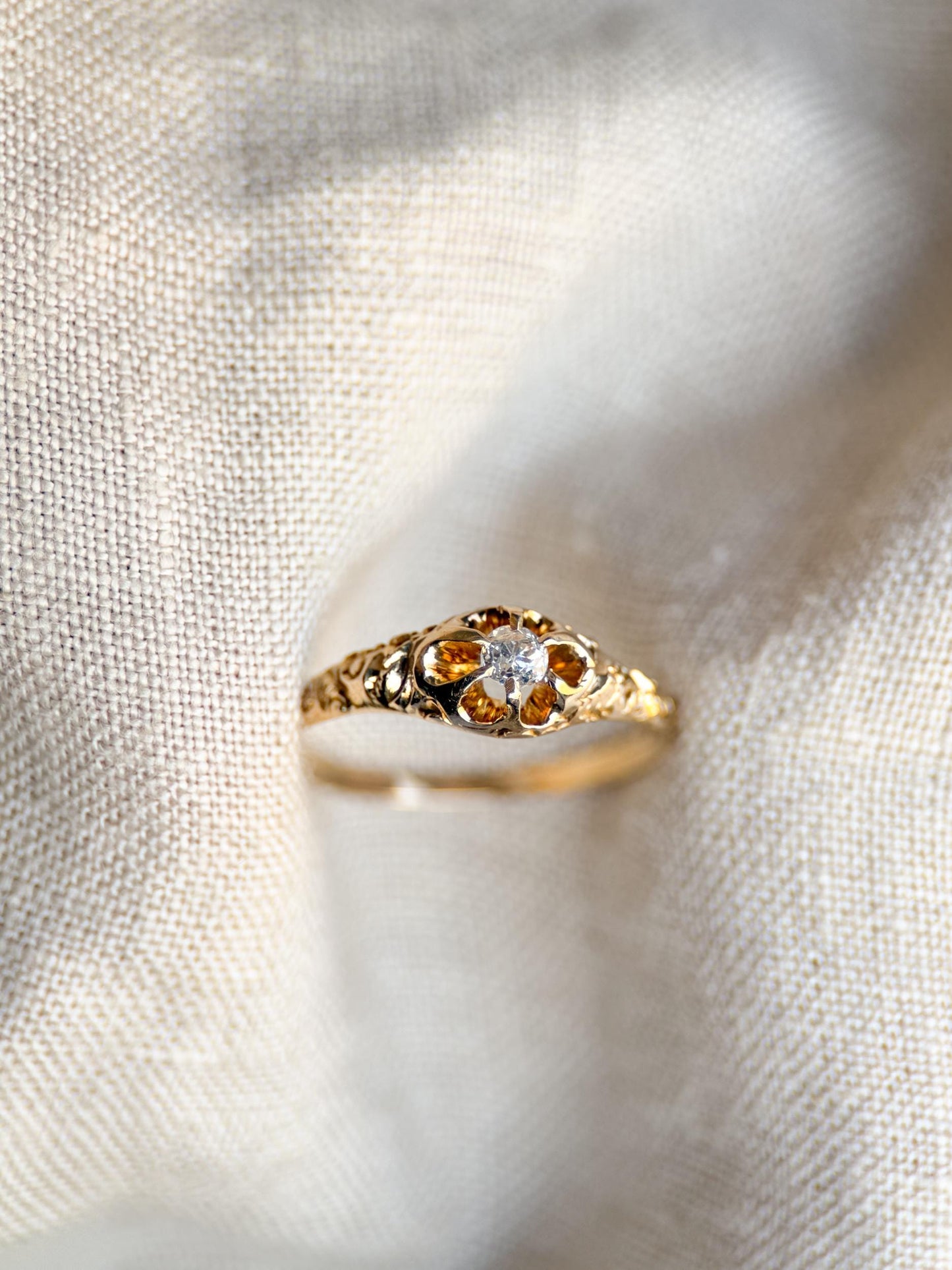 Art Deco Diamond Solitaire Engagement Ring: 14k Gold Antique Heirloom from the 1910s