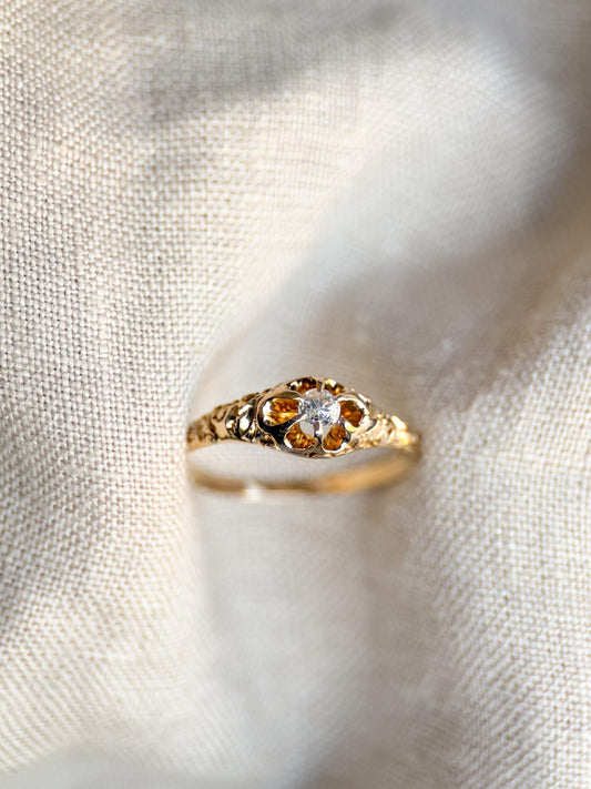 Art Deco Diamond Solitaire Engagement Ring: 14k Gold Antique Heirloom from the 1910s