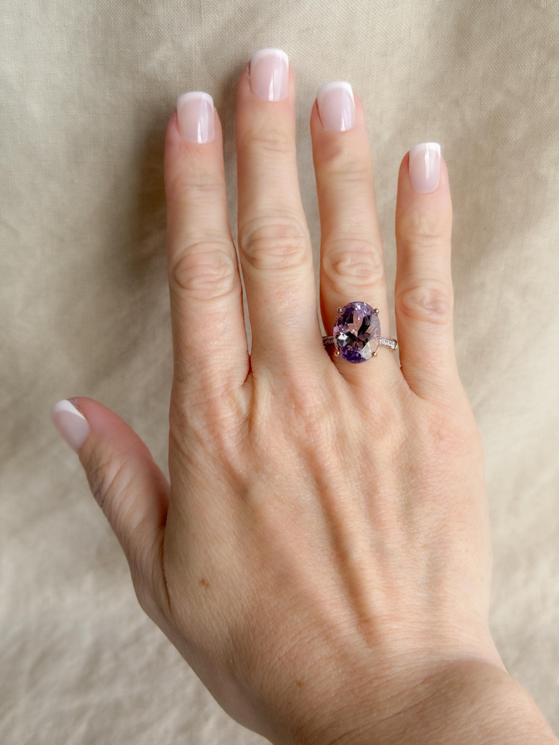 Vintage Oval Ametrine Gemstone and Diamond Ring in 10k Gold, Vintage Jewelry from the 1990s