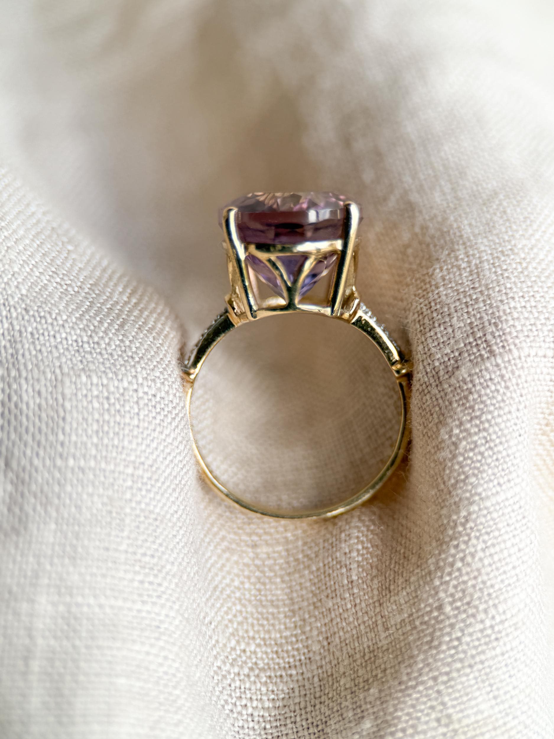 Vintage Oval Ametrine Gemstone and Diamond Ring in 10k Gold, Vintage Jewelry from the 1990s