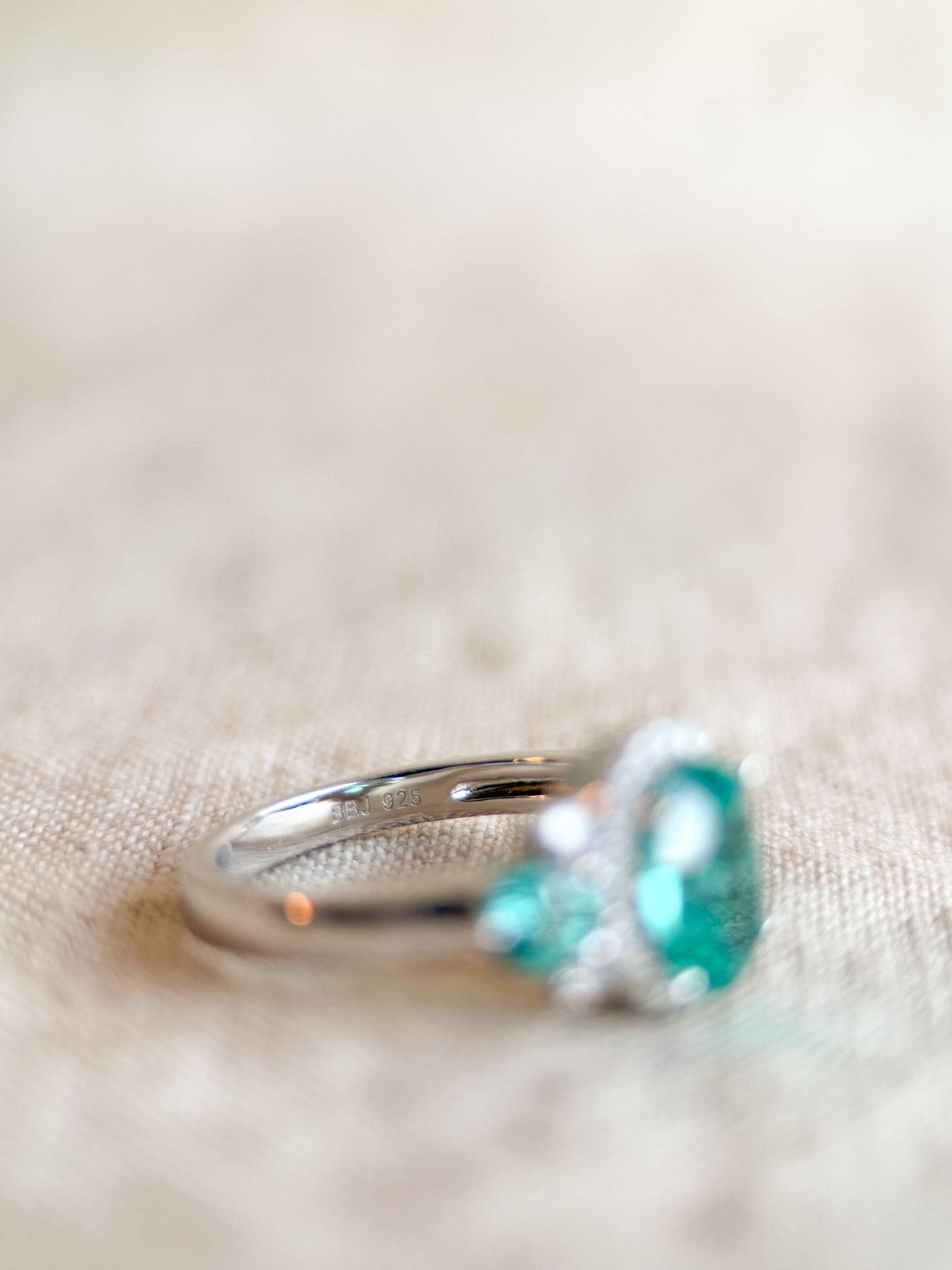 Vintage Sterling Silver Gemstone Three Stone Halo Ring, Faceted Gemstone Statement Ring, Classic Elegant Jewelry