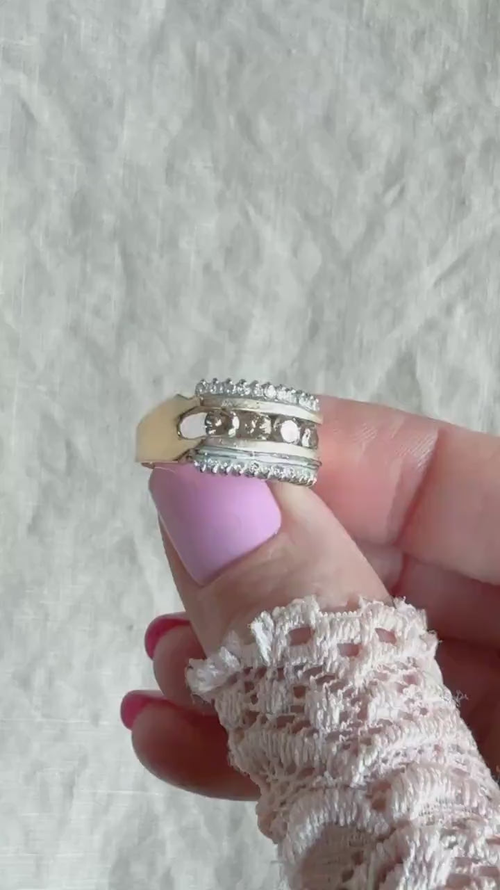 Vintage Chocolate Diamond Channel Set Ring in 14k White Gold