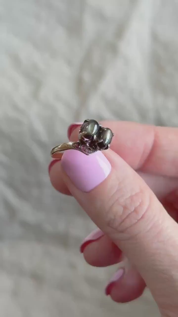Vintage Art Deco Star Sapphire Gemstone Cabochon Ring in 14k Gold