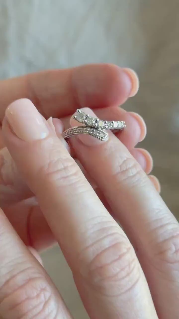 Vintage Wrap Diamond Ring in 10k White Gold